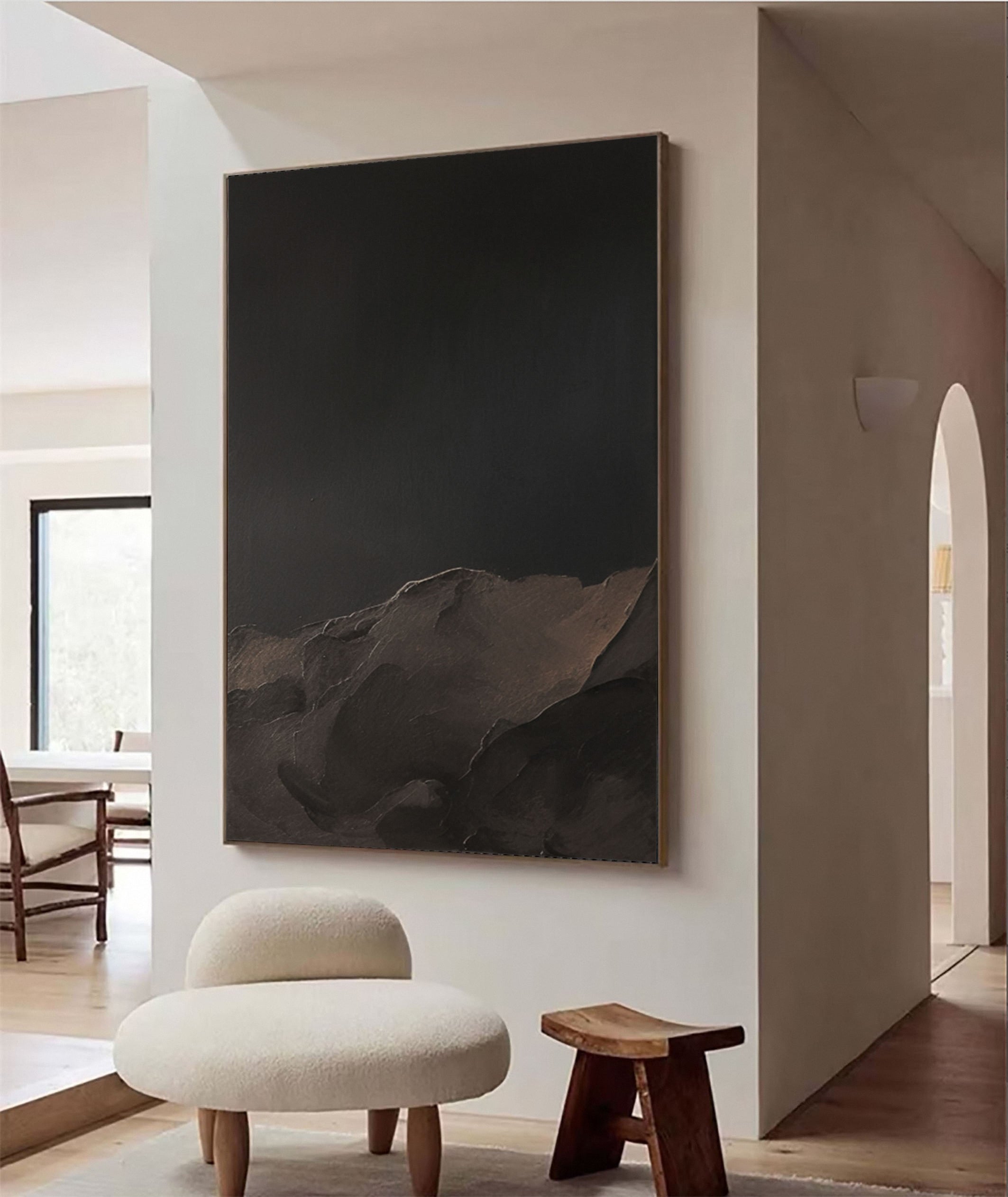 Abstract Dark Mountain Painting, Textured Boundary #BGA 144