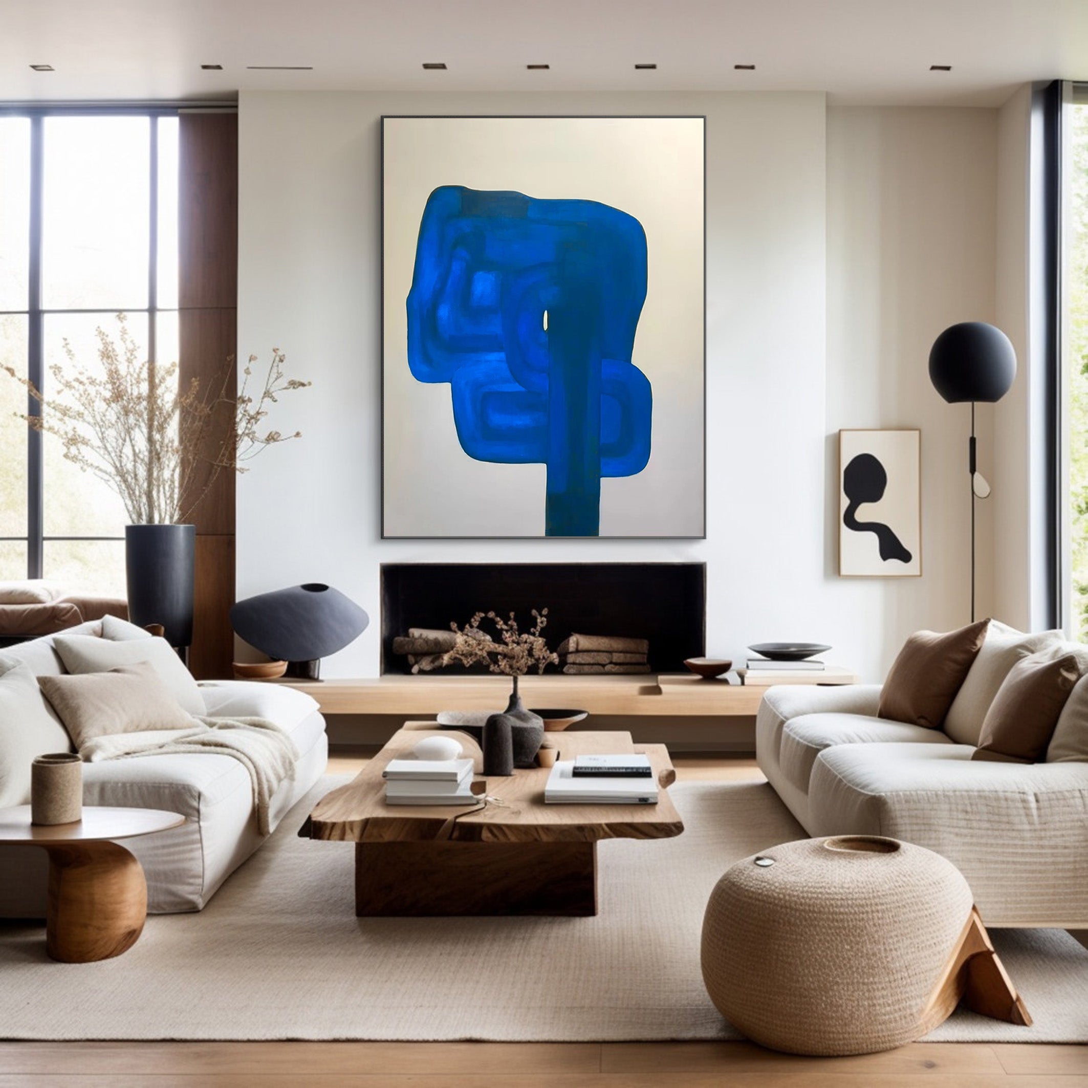 Blue Monolith: Abstract Expressionist, Vibrant Blue Canvas #BGA 119