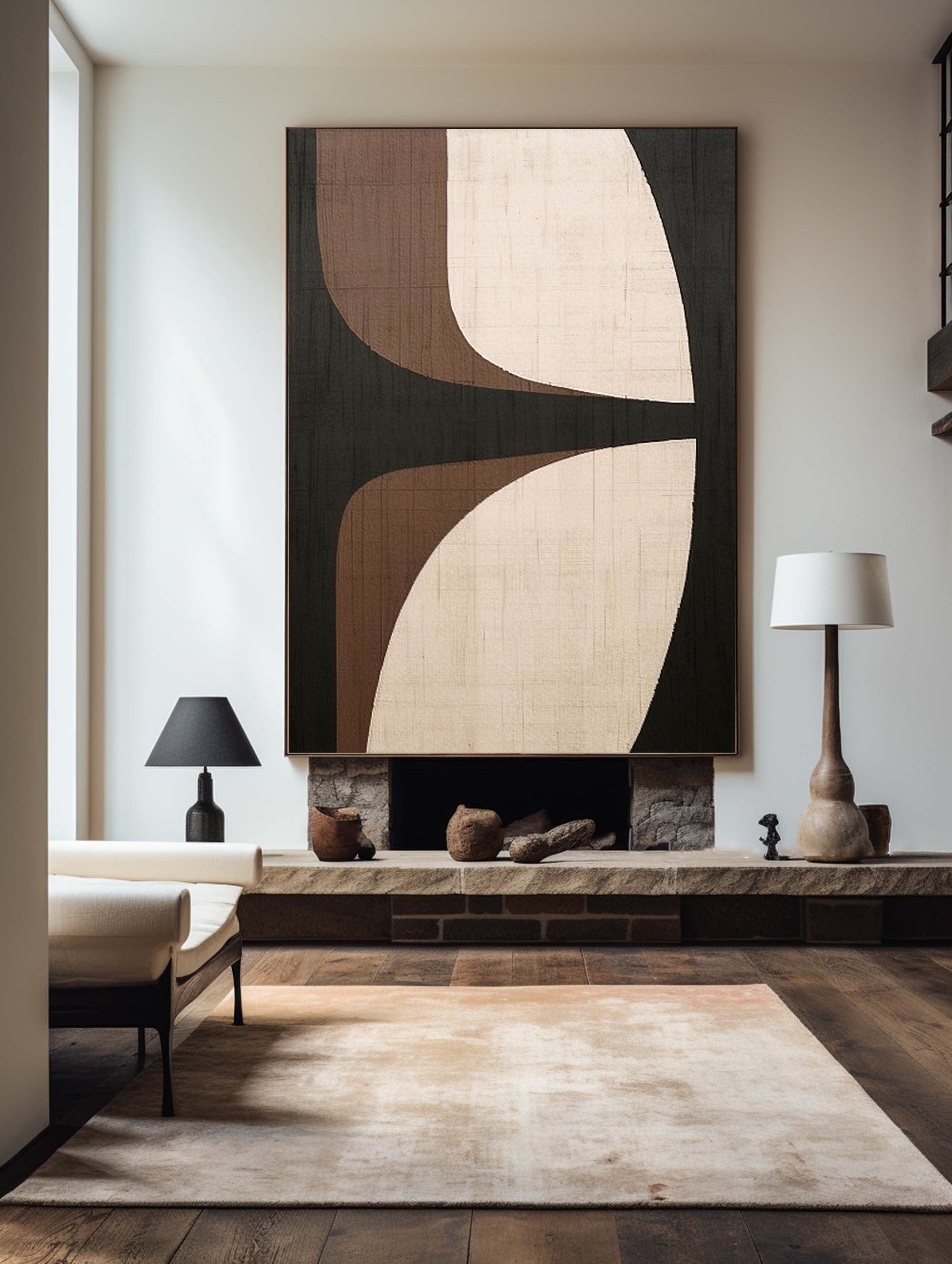 Beige & Brown Abstract Painting #LL 047