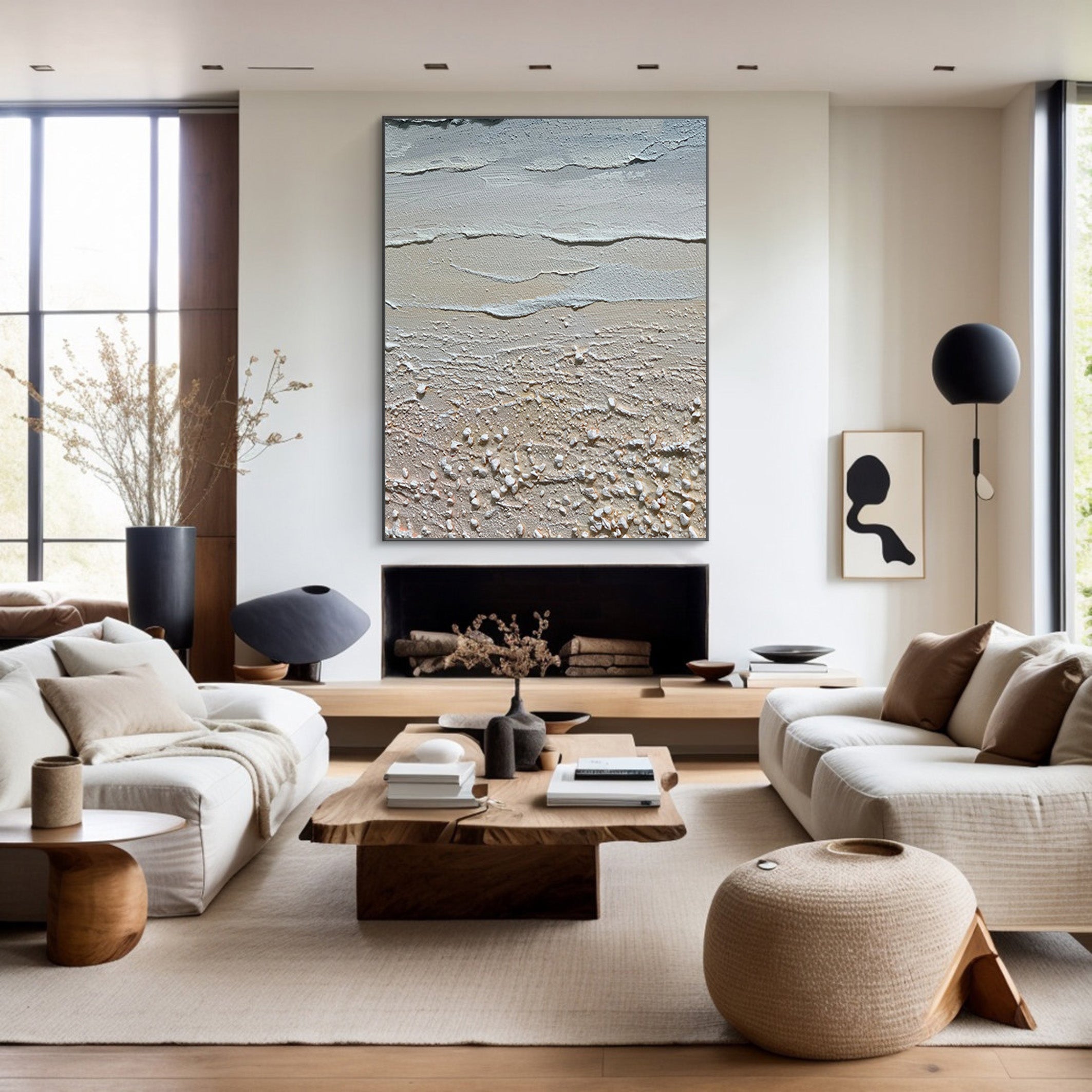 Sandy Shores: Abstract Beach Canvas, Neutral Coastal Decor #BGA 129