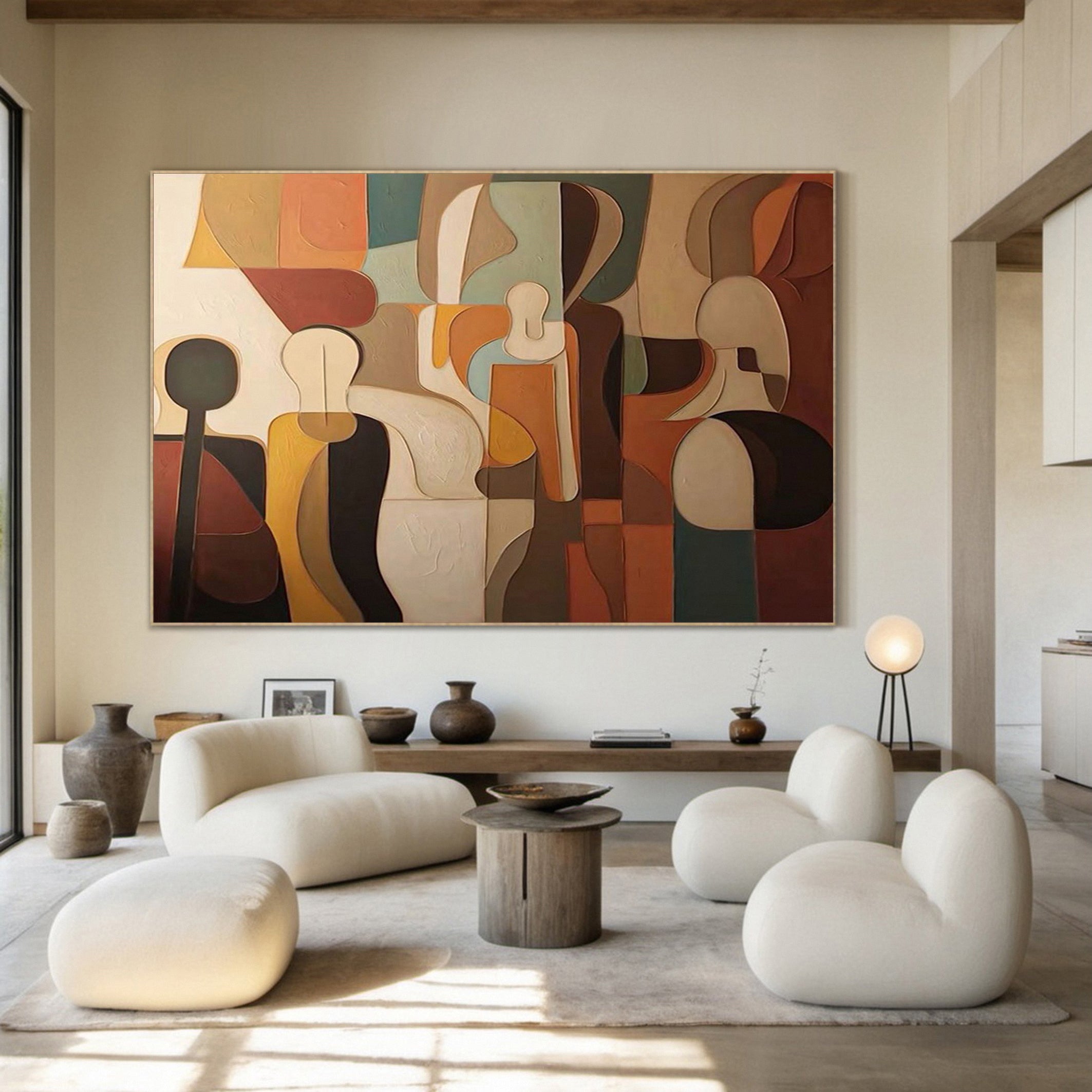 Cubist Inspired Figures, Rich Textured Abstract Wall Art #BGA 139