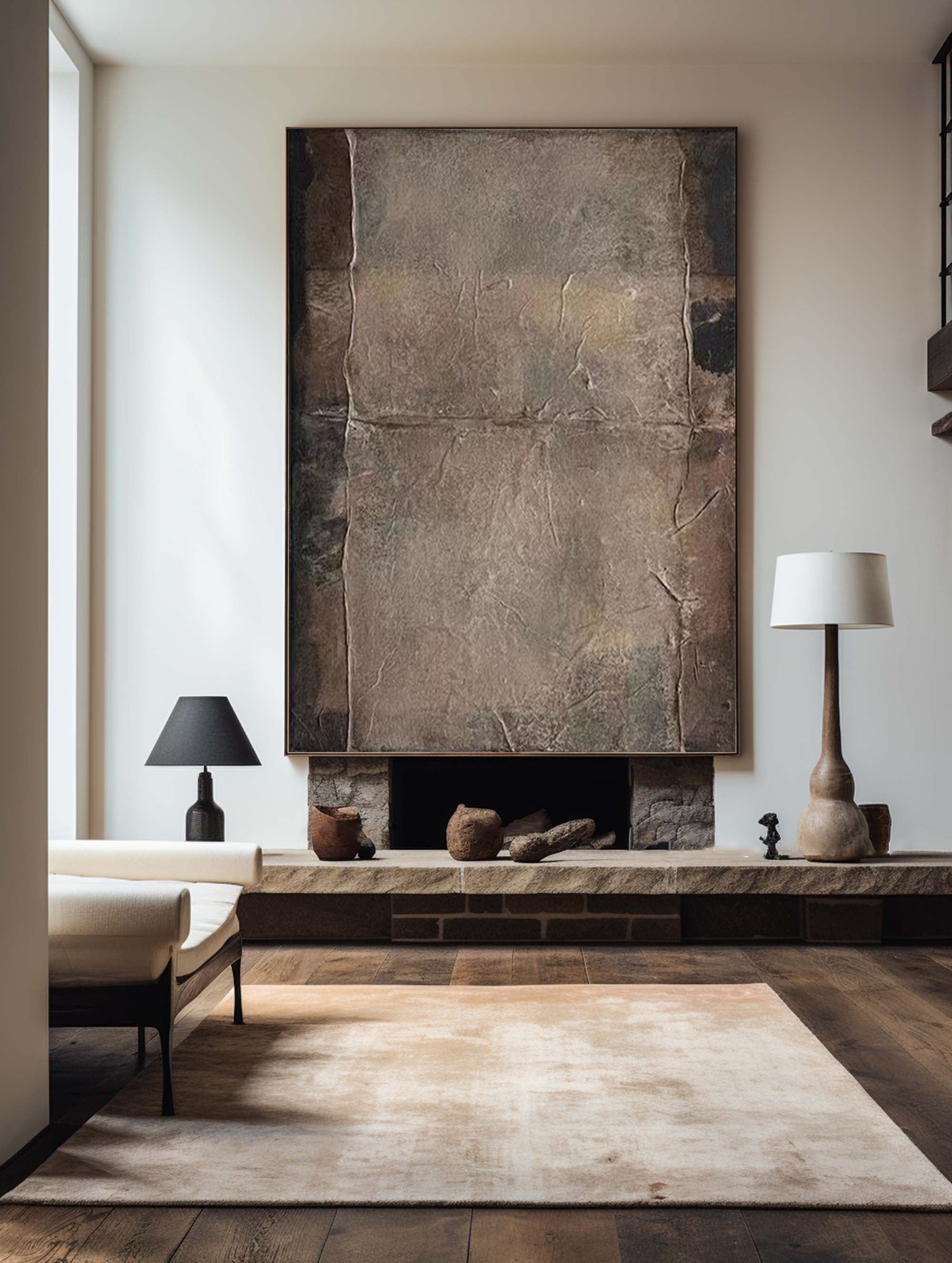 Beige & Brown Abstract Painting #LL 017