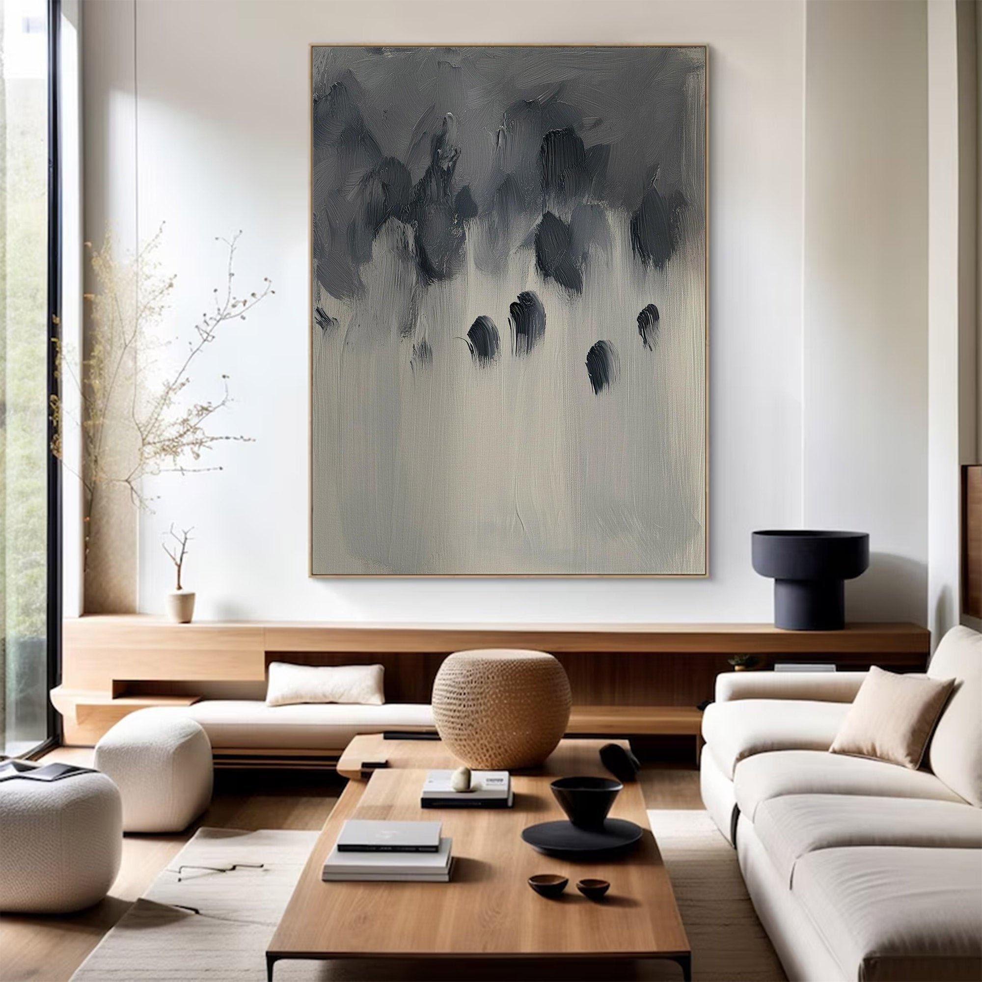 Modern Large Monochrome Abstract Art | ArtvistaGallery #WG 116