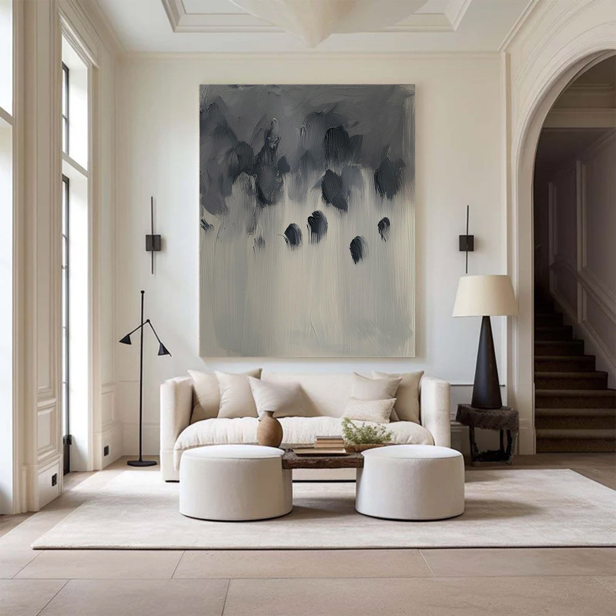 Modern Large Monochrome Abstract Art | ArtvistaGallery #WG 116