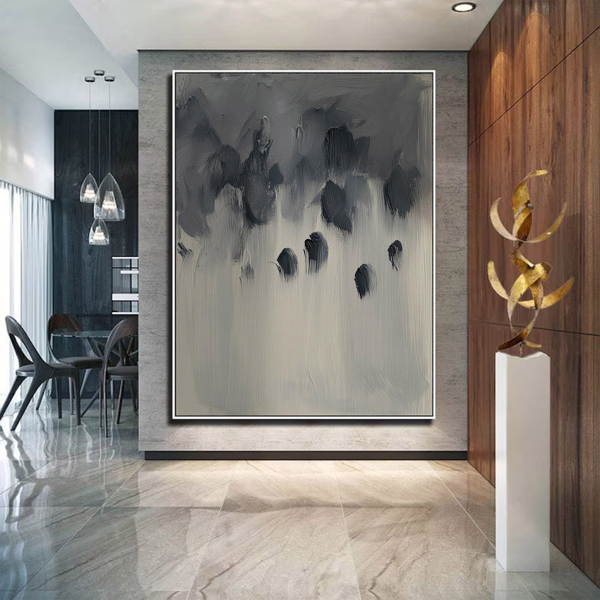 Modern Large Monochrome Abstract Art | ArtvistaGallery #WG 116