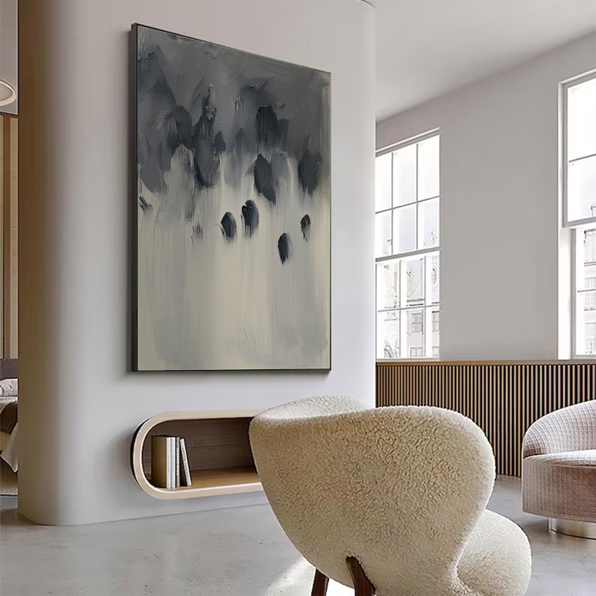 Modern Large Monochrome Abstract Art | ArtvistaGallery #WG 116