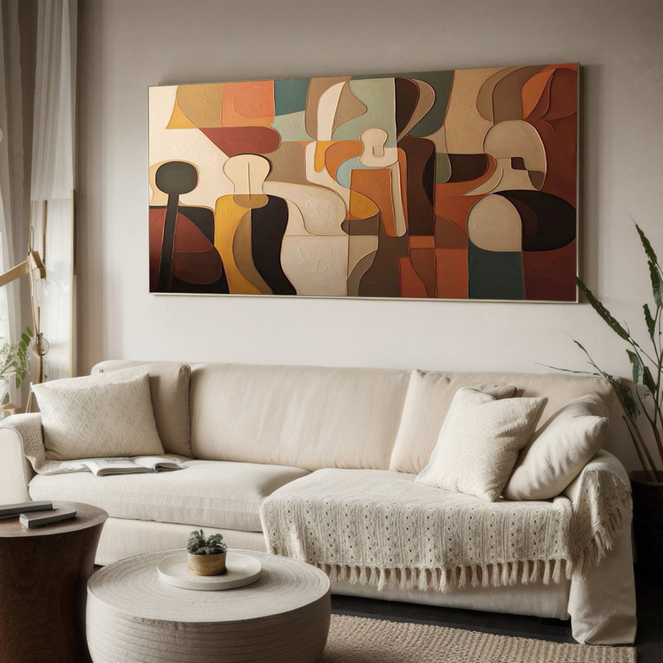 Cubist Inspired Figures, Rich Textured Abstract Wall Art #BGA 139