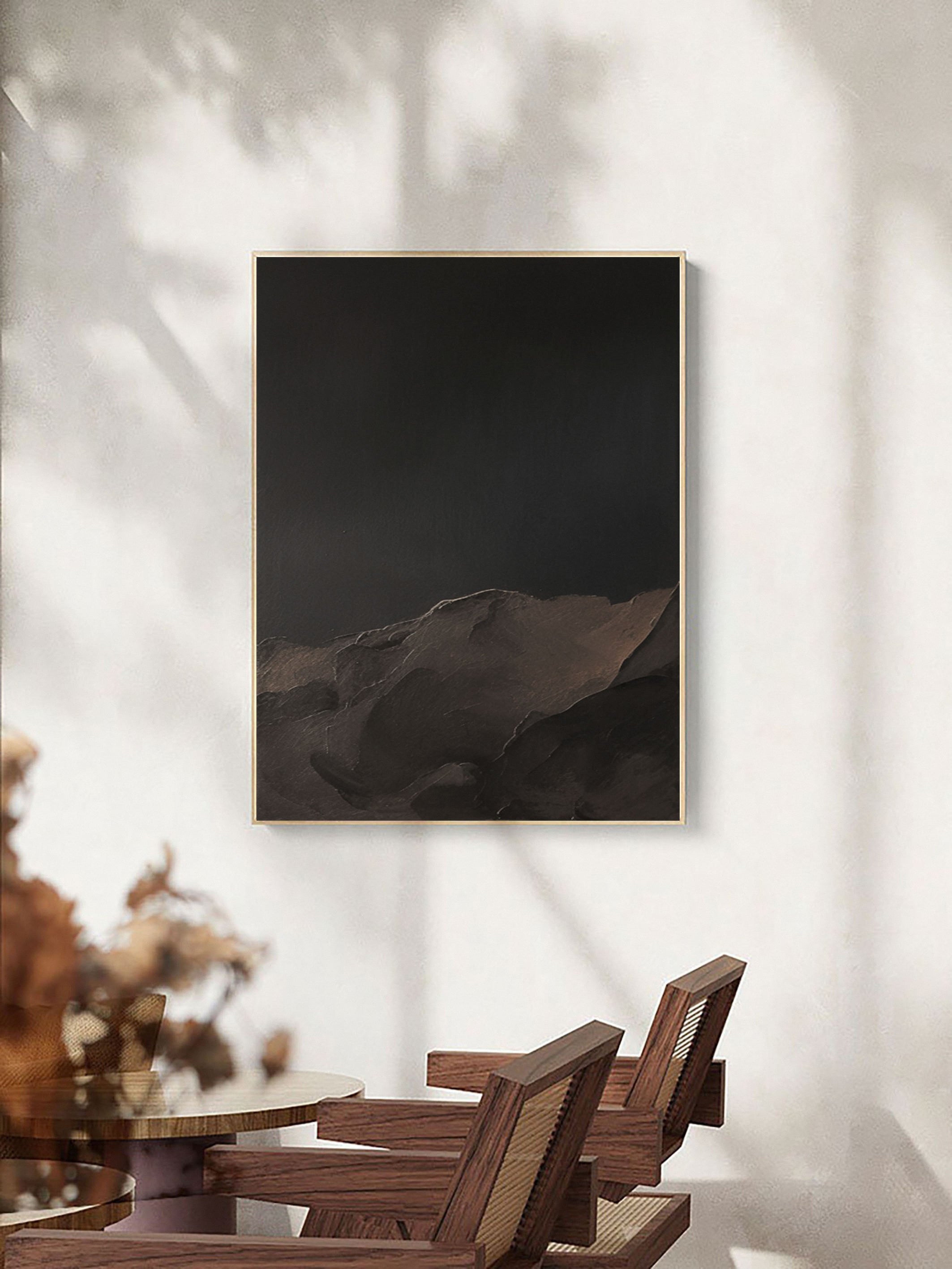 Abstract Dark Mountain Painting, Textured Boundary #BGA 144