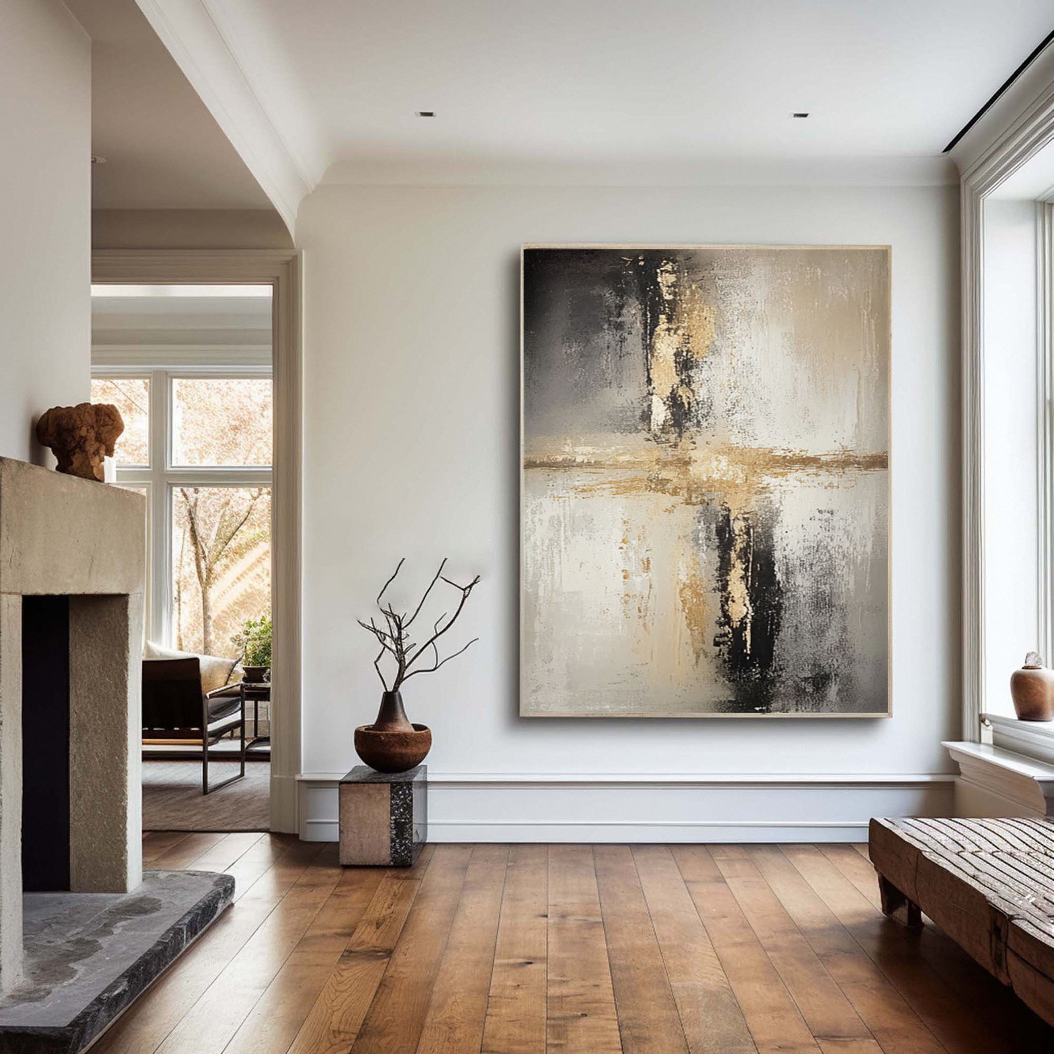 Textured Abstract Art, Light and Shadow with Gold Highlights #BGA 142