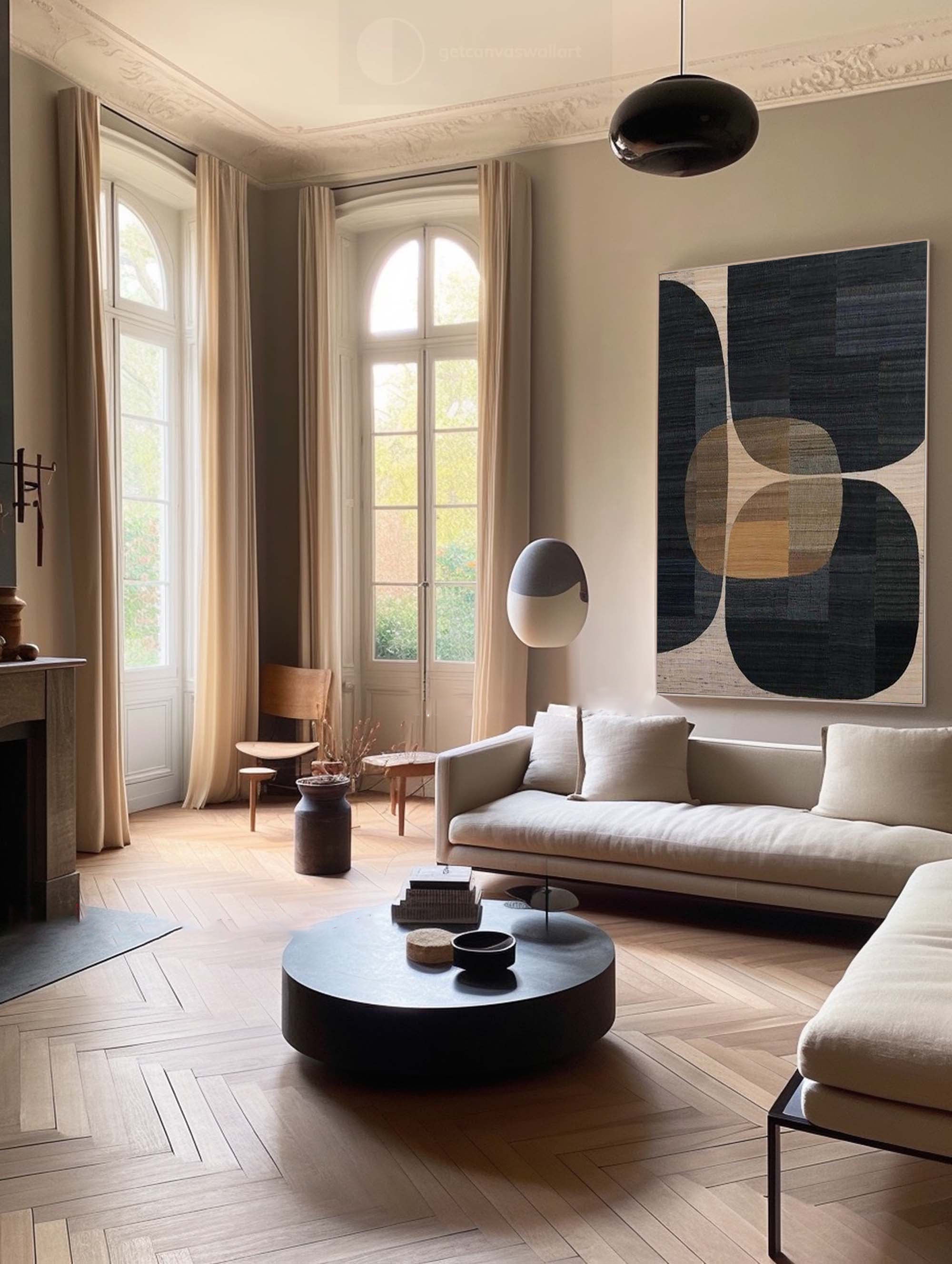 Beige & Brown Abstract Painting #LL 001