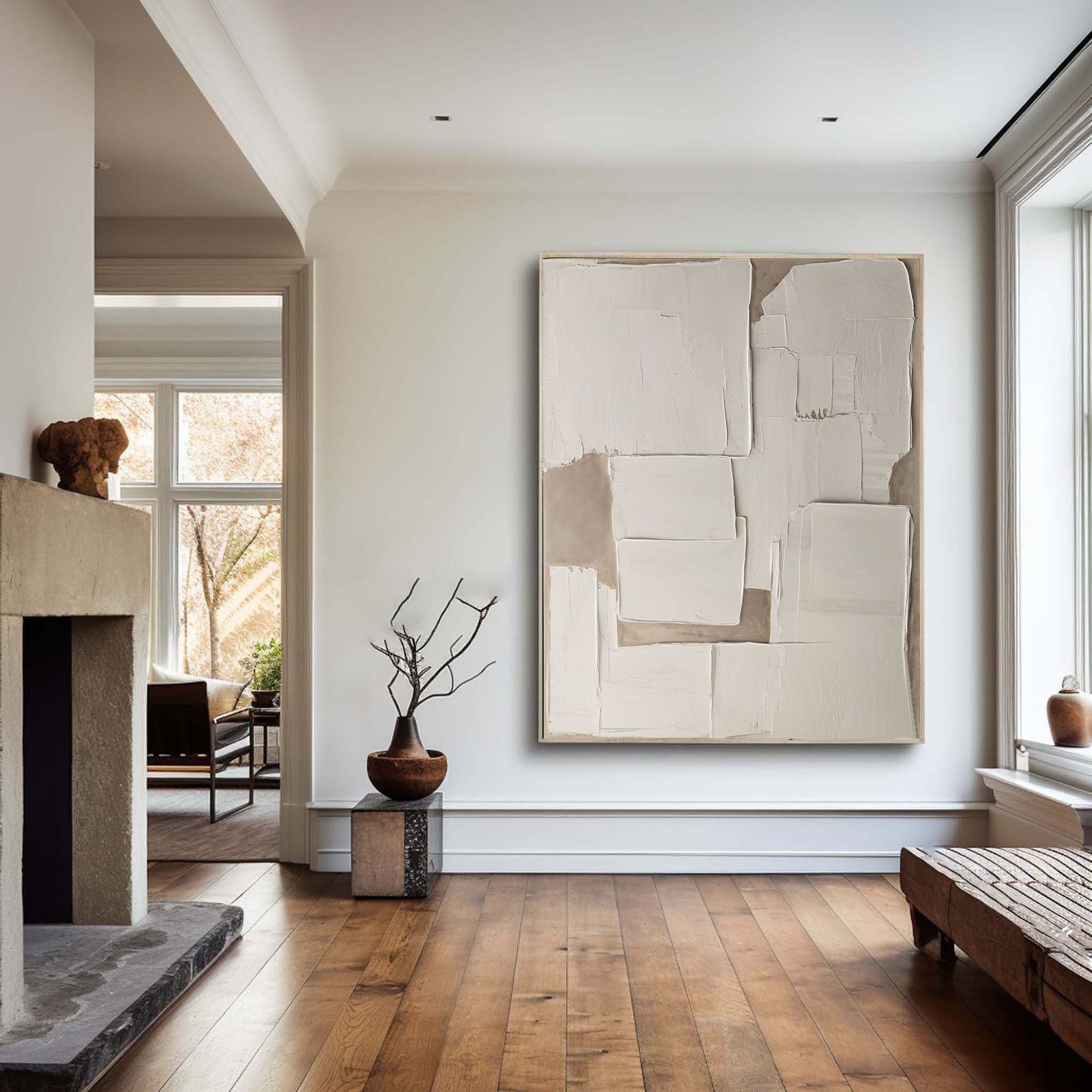 Modern Abstract Painting, 3D Neutral Beige Palette #BGA 143