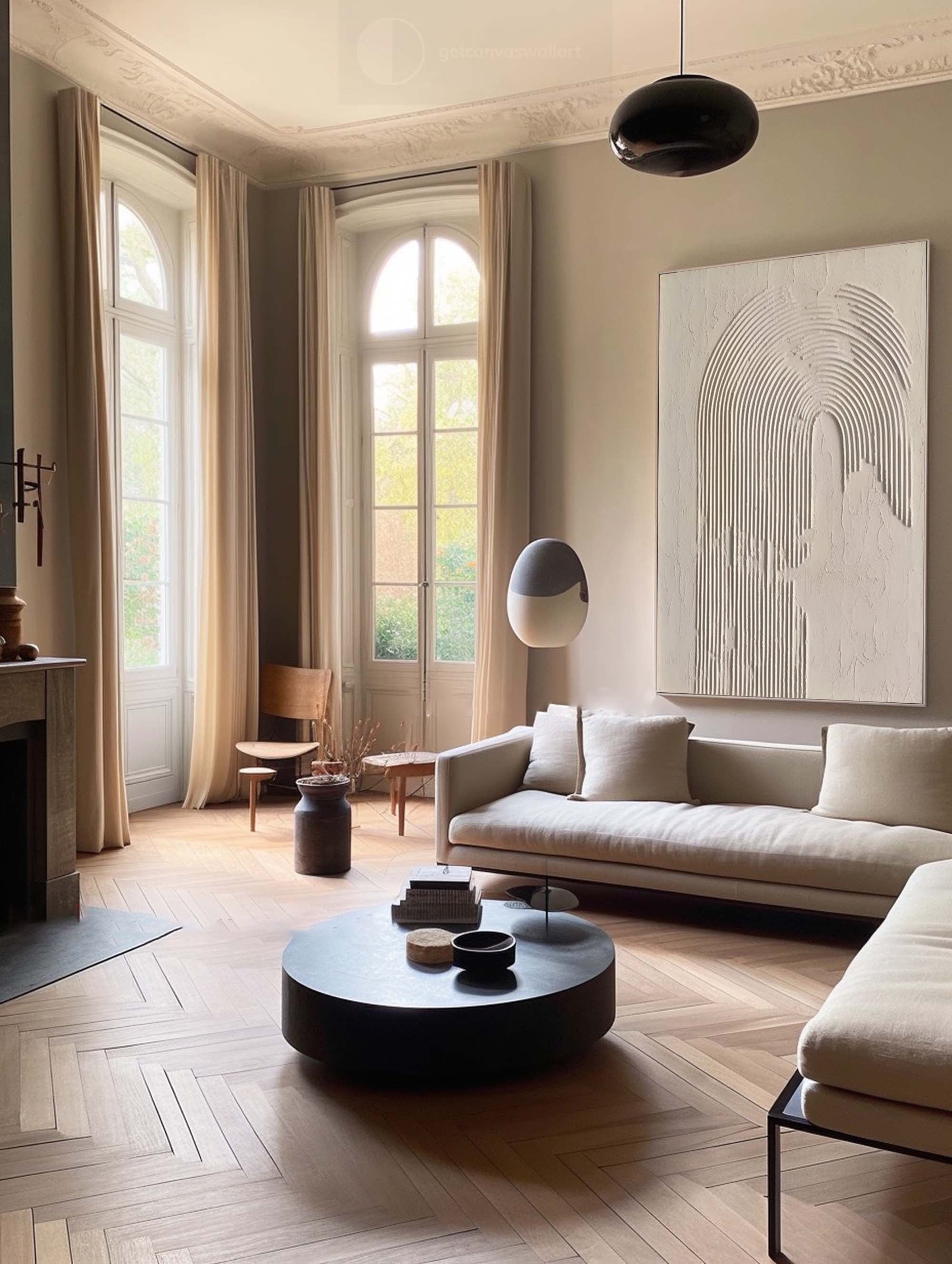 Beige & Brown Abstract Painting #LL 019