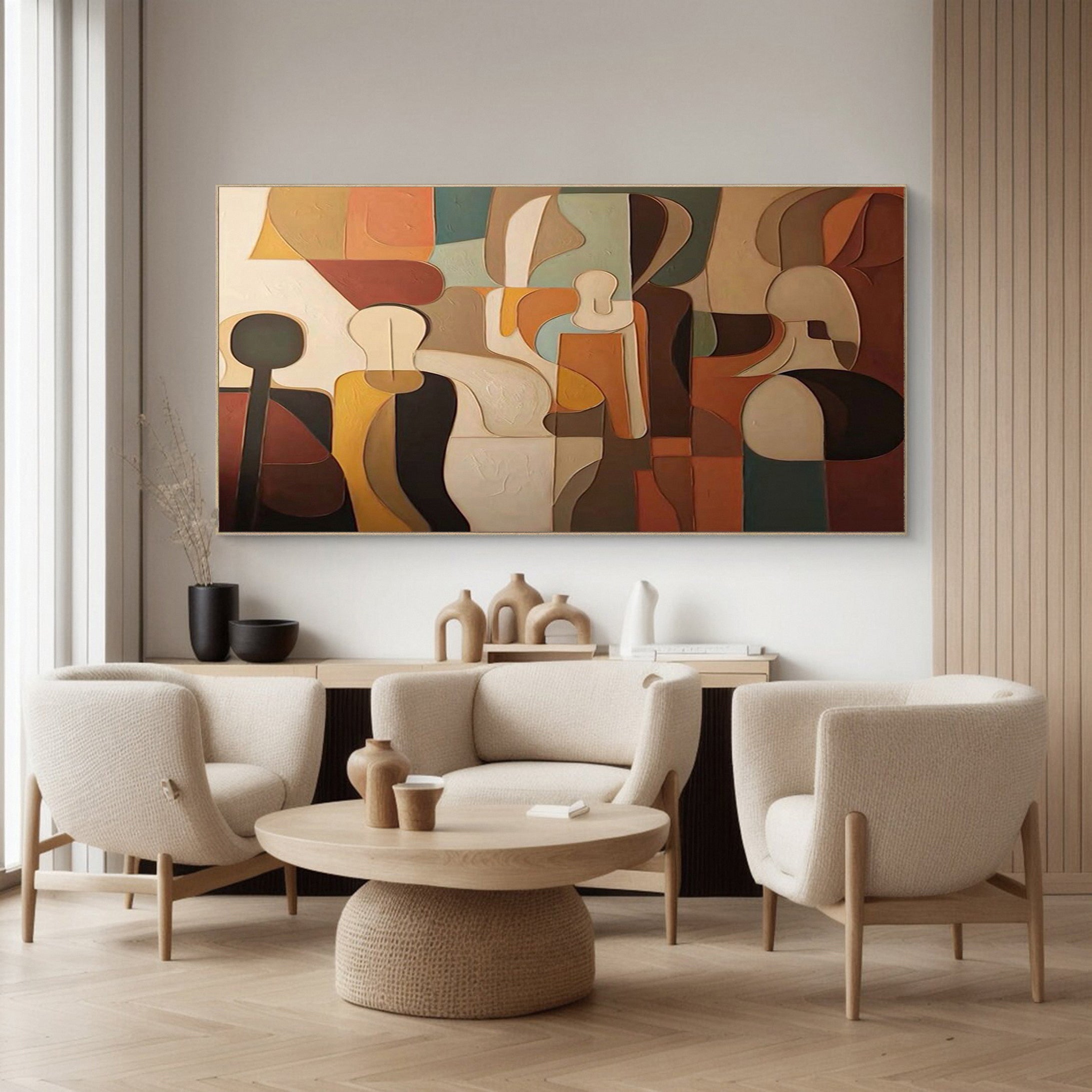 Cubist Inspired Figures, Rich Textured Abstract Wall Art #BGA 139