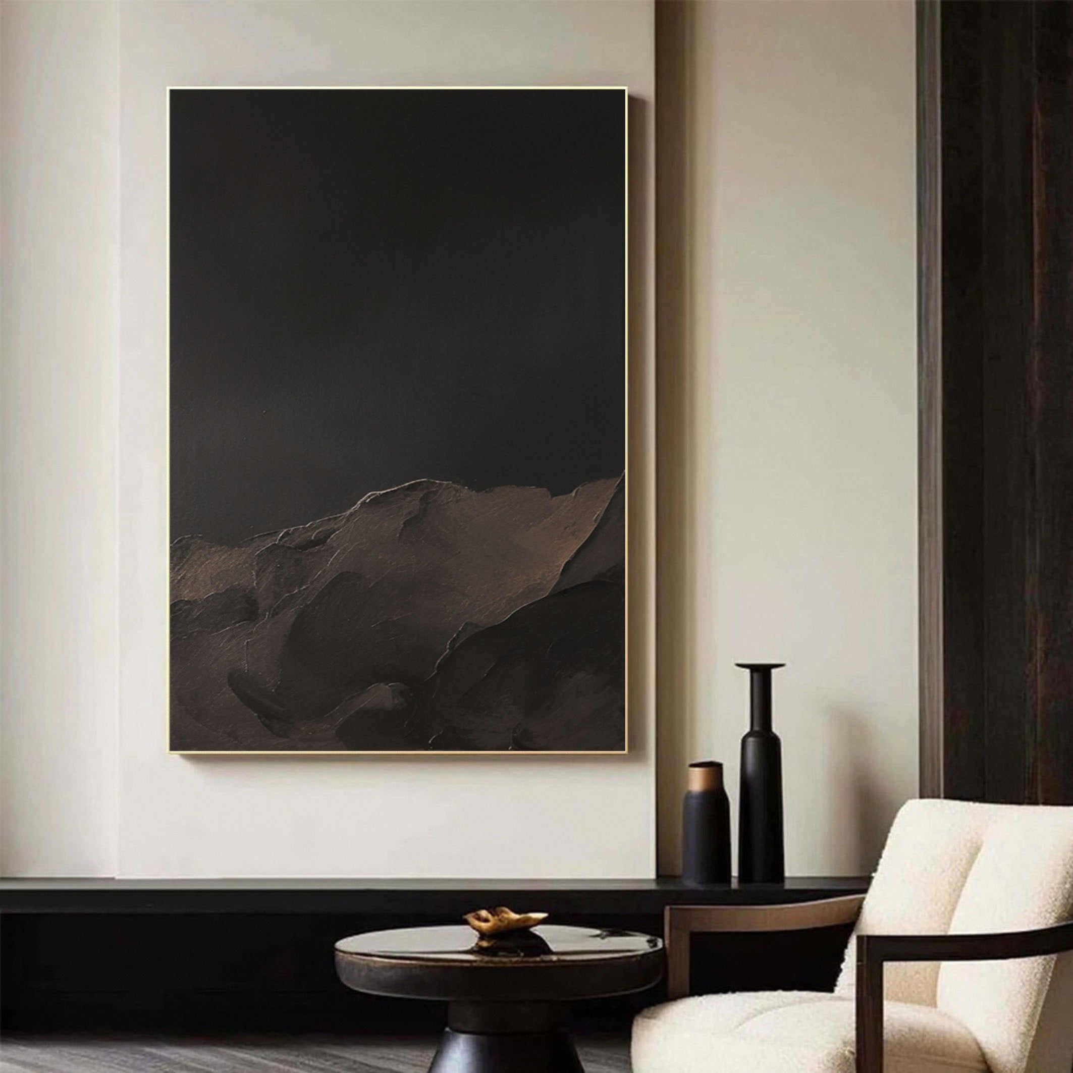 Abstract Dark Mountain Painting, Textured Boundary #BGA 144