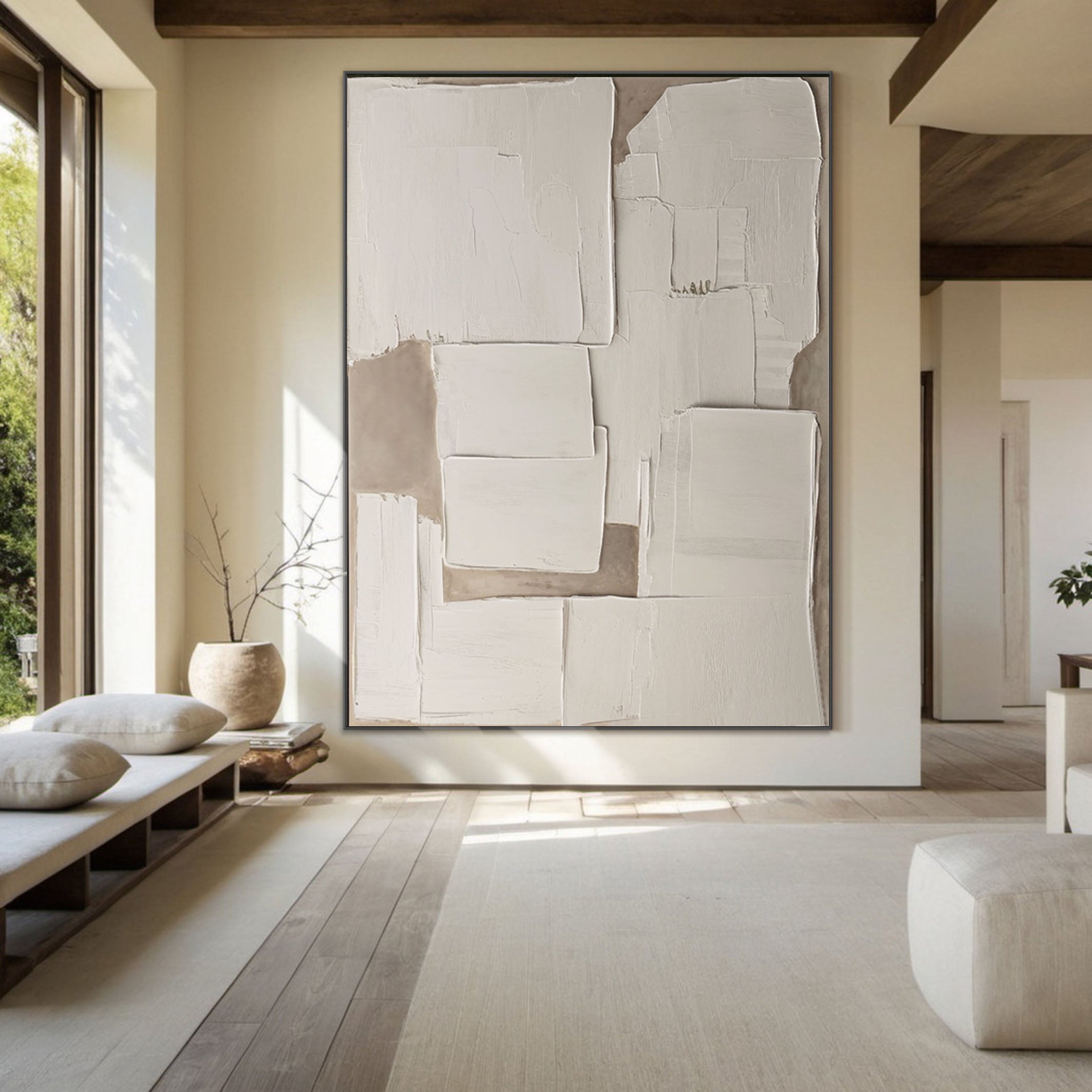 Modern Abstract Painting, 3D Neutral Beige Palette #BGA 143