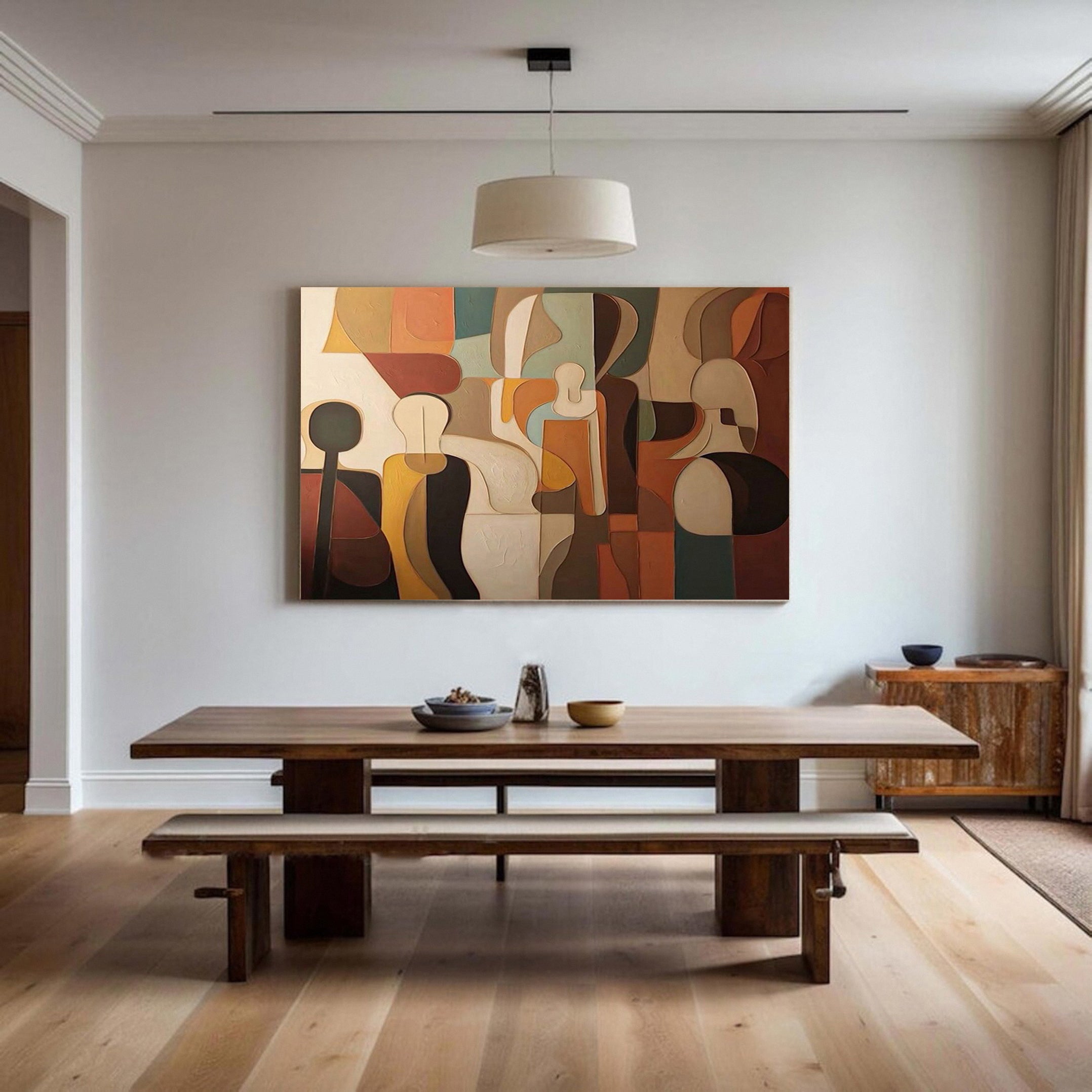 Cubist Inspired Figures, Rich Textured Abstract Wall Art #BGA 139