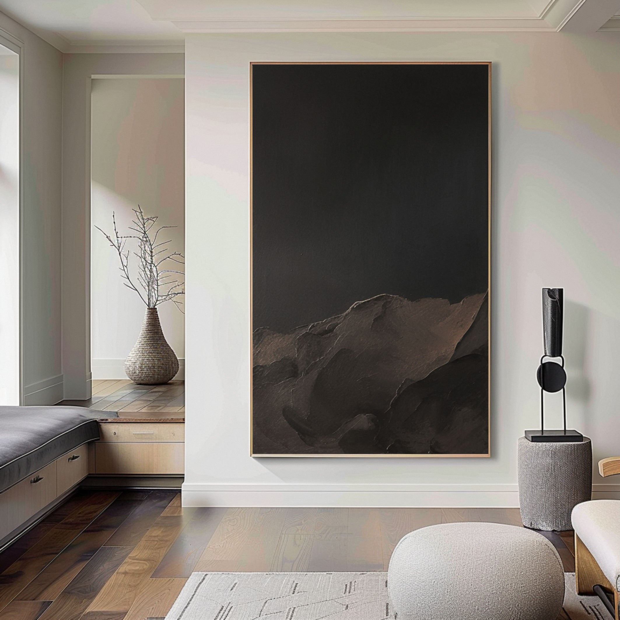 Abstract Dark Mountain Painting, Textured Boundary #BGA 144