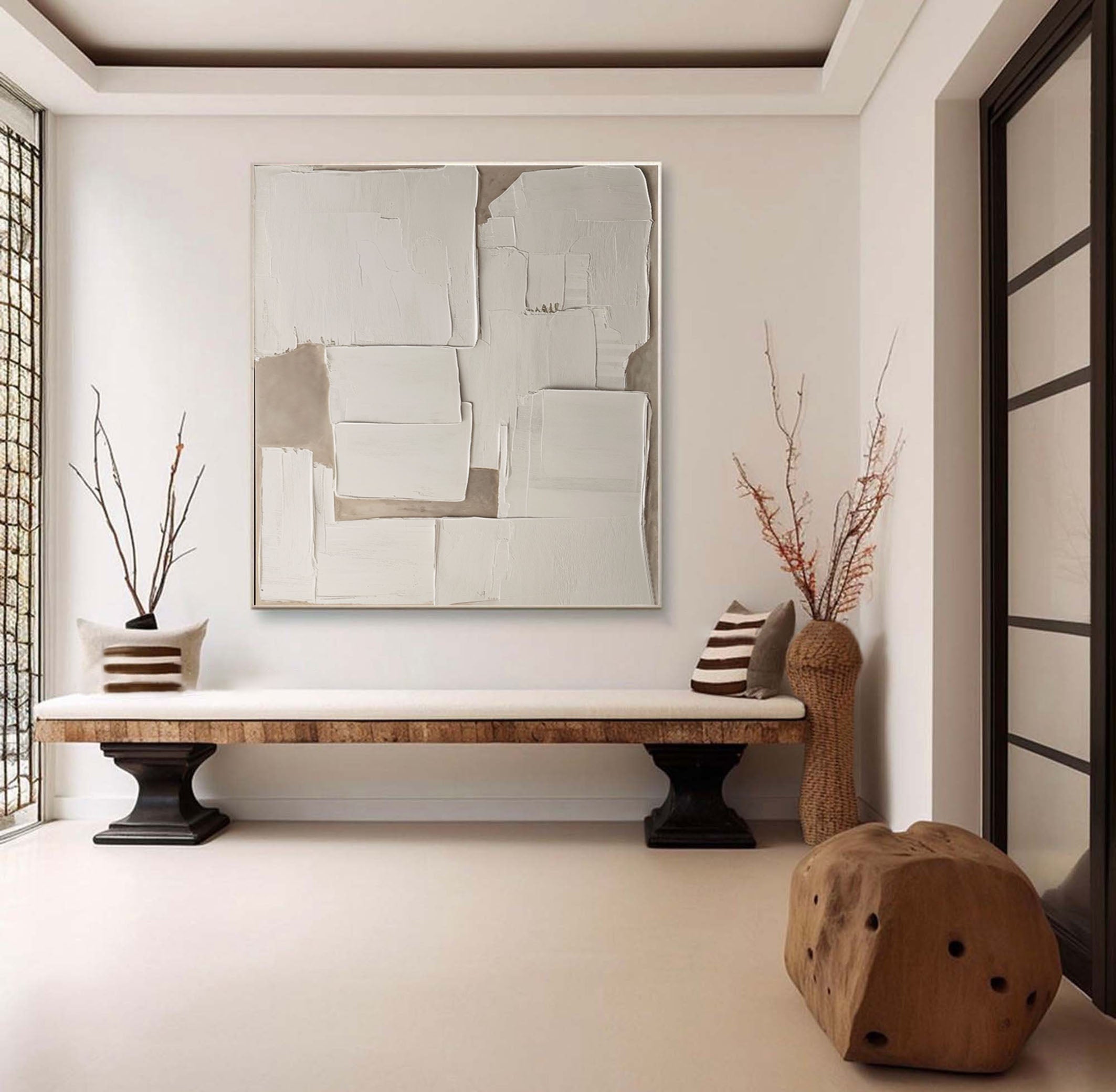 Wabi Sabi Abstract Canvas with Pale Neutral Imperfect Planes #BGA 206