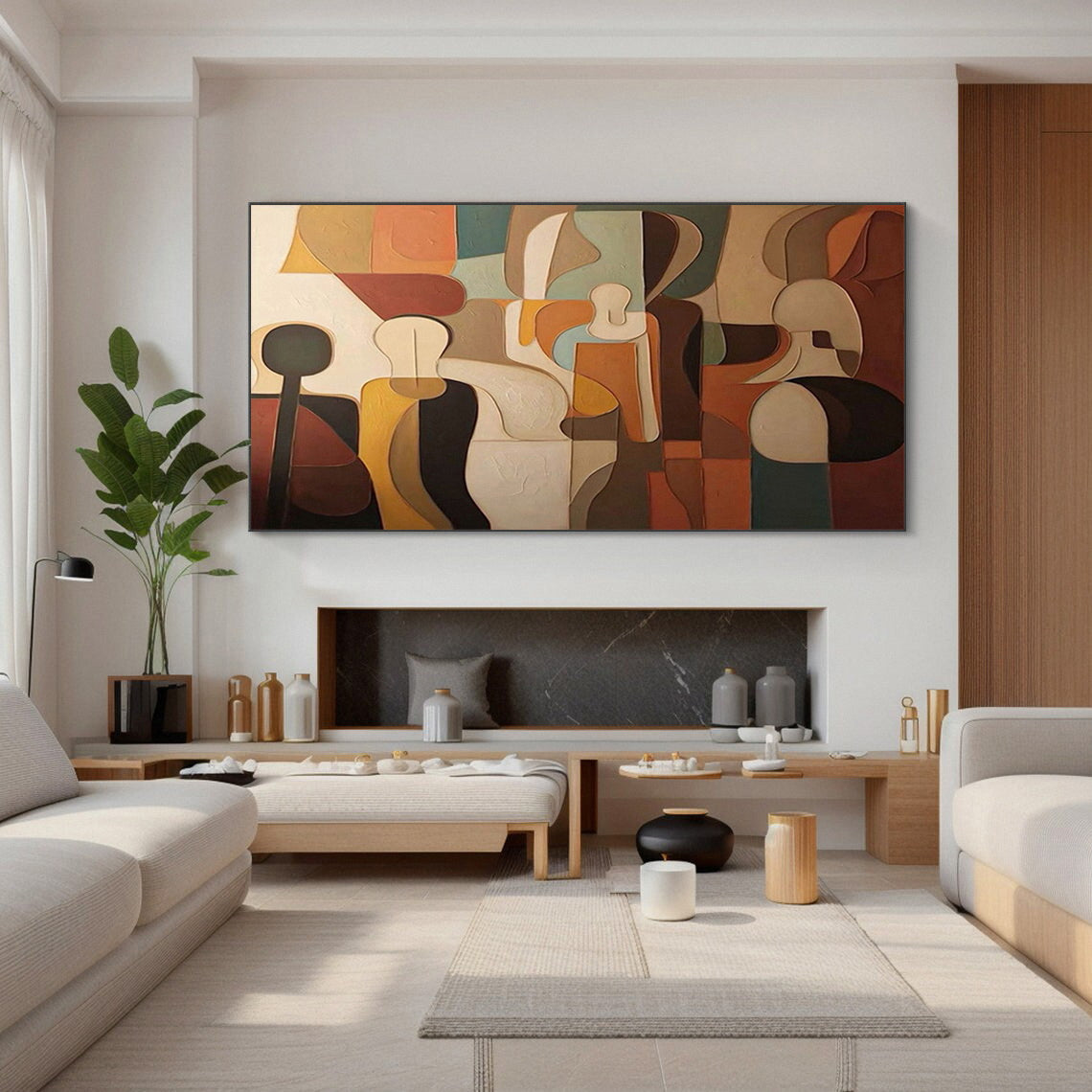 Cubist Inspired Figures, Rich Textured Abstract Wall Art #BGA 139