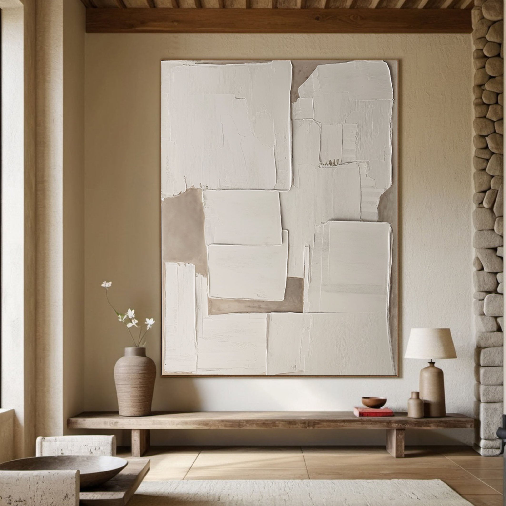 Modern Abstract Painting, 3D Neutral Beige Palette #BGA 143