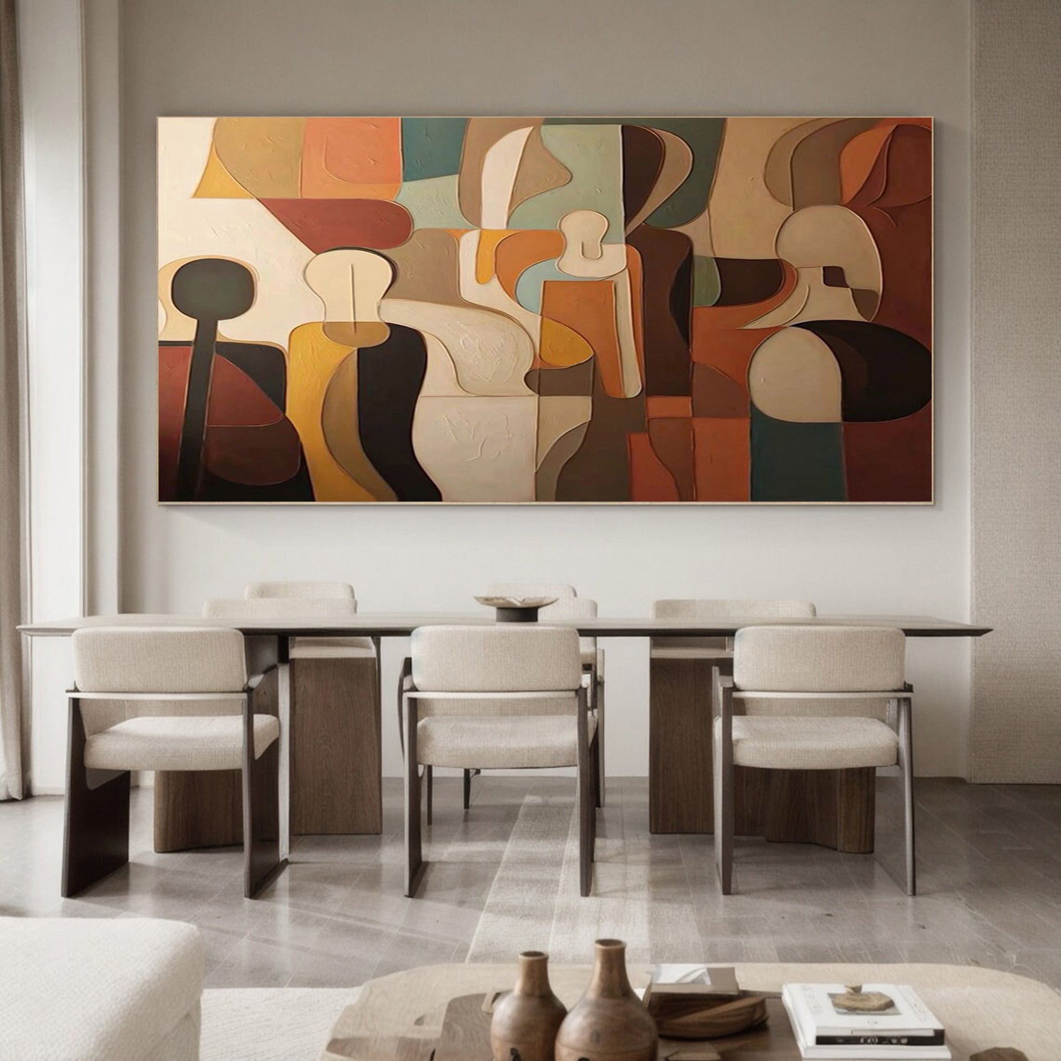 Cubist Inspired Figures, Rich Textured Abstract Wall Art #BGA 139