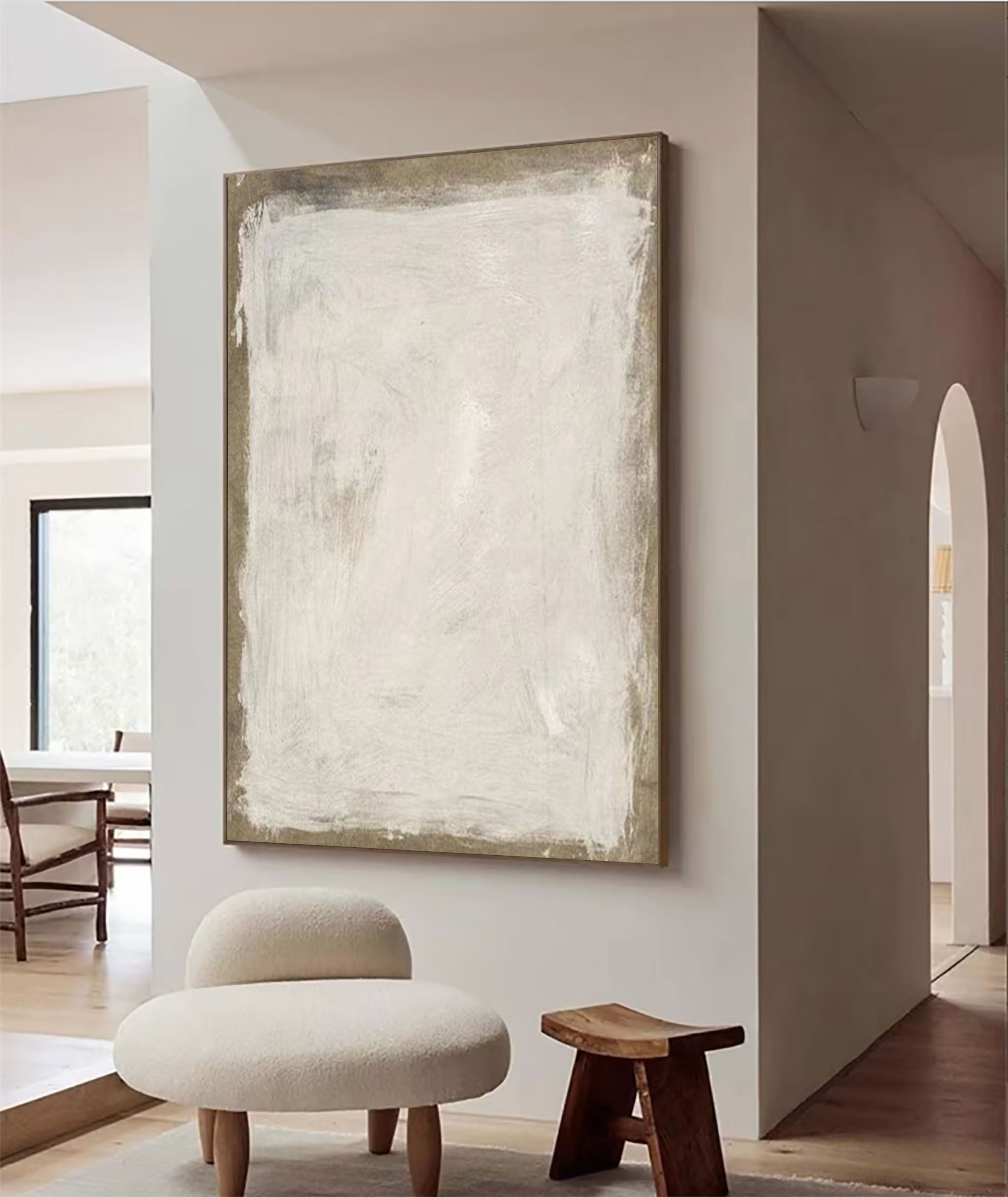 Beige & Brown Abstract Painting #LL 048