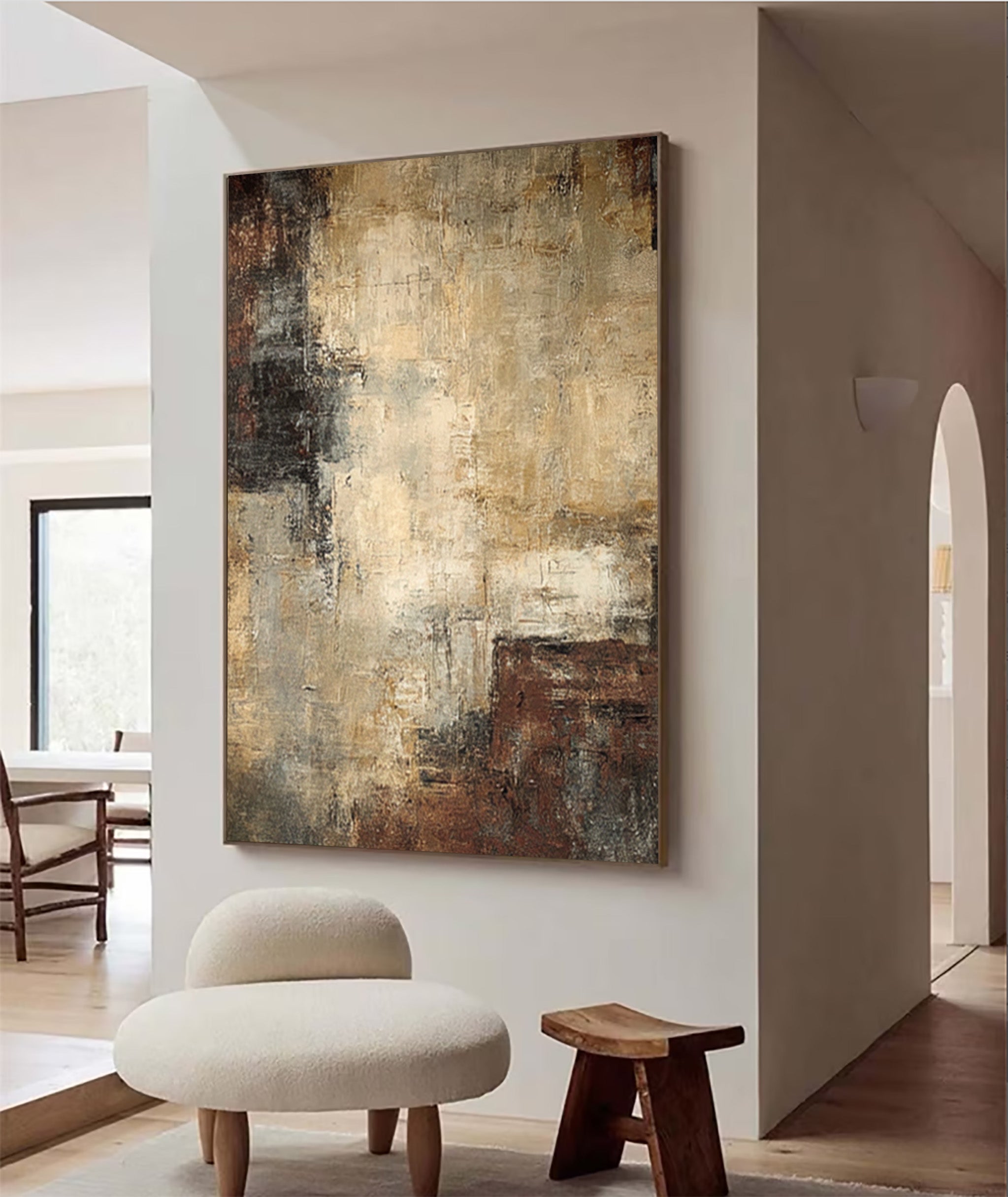 Large Textured Abstract Earth Tones Modern Wall Art #WG 046