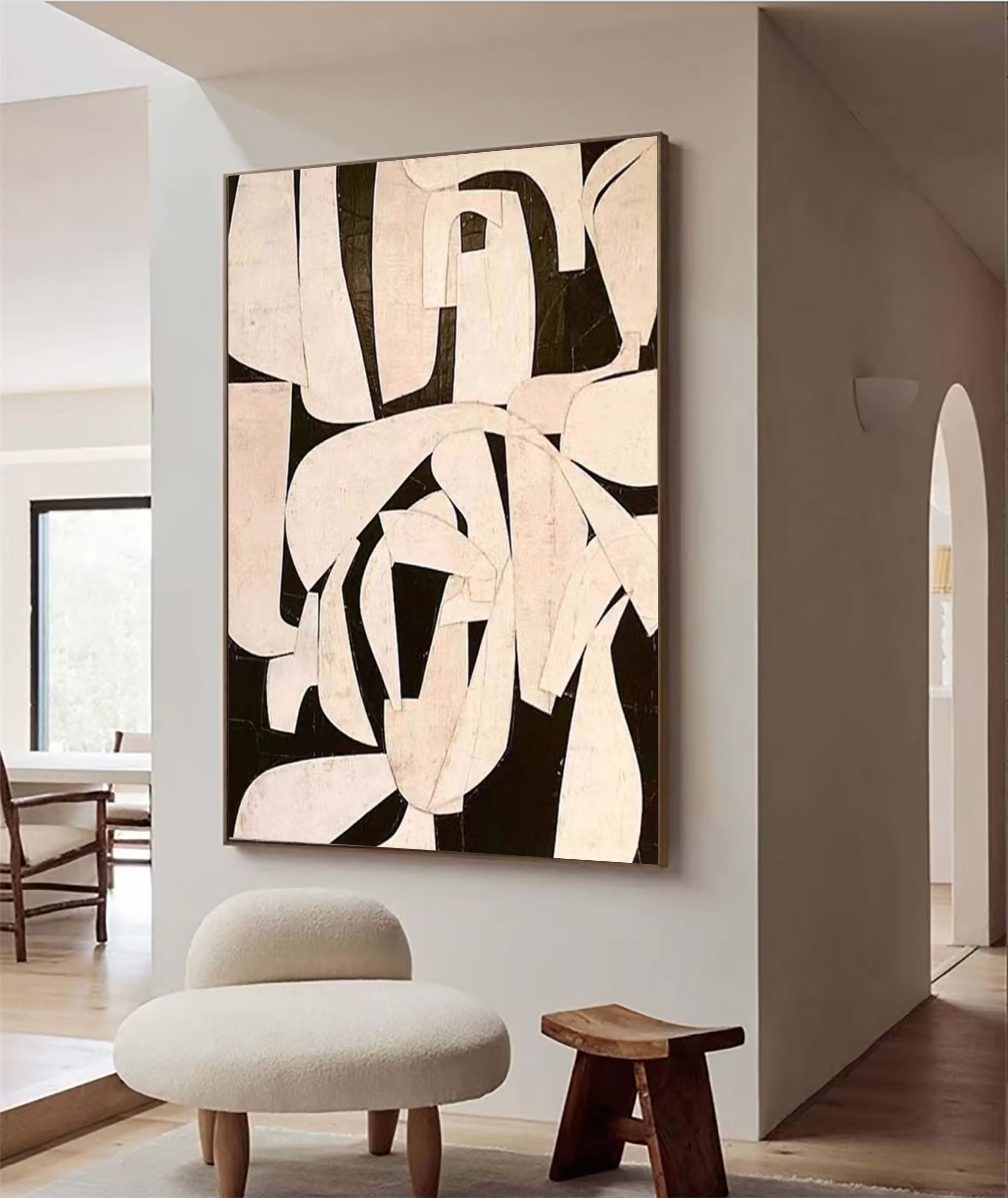 Beige & Brown Abstract Painting #LL 050