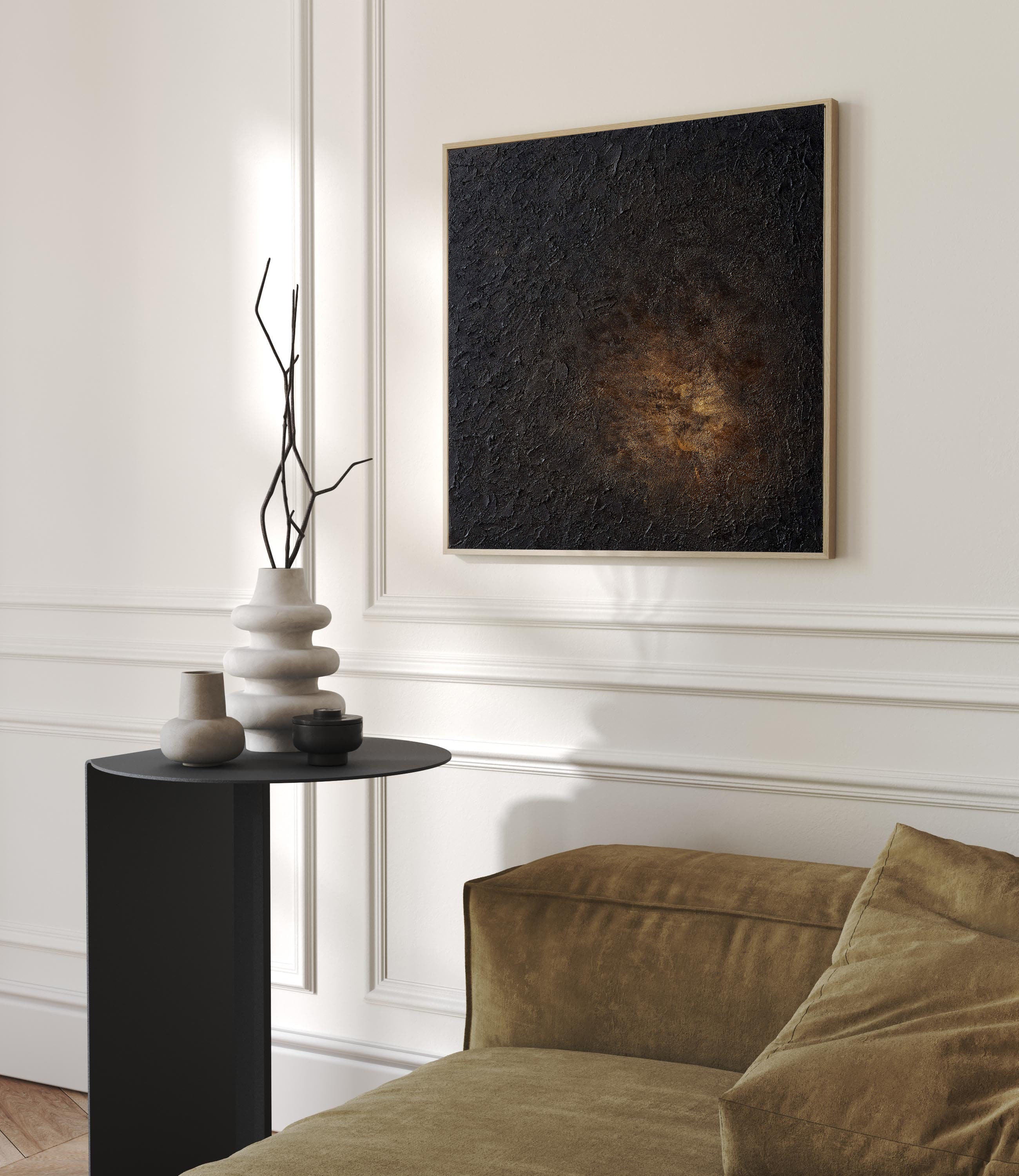 Abstract Texture Canvas with Glimmering Light, Dark Impasto #BGA 068