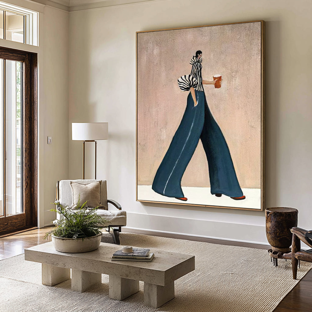 Large Fashion Woman Painting Modern Minimalist Figurative Wall Art