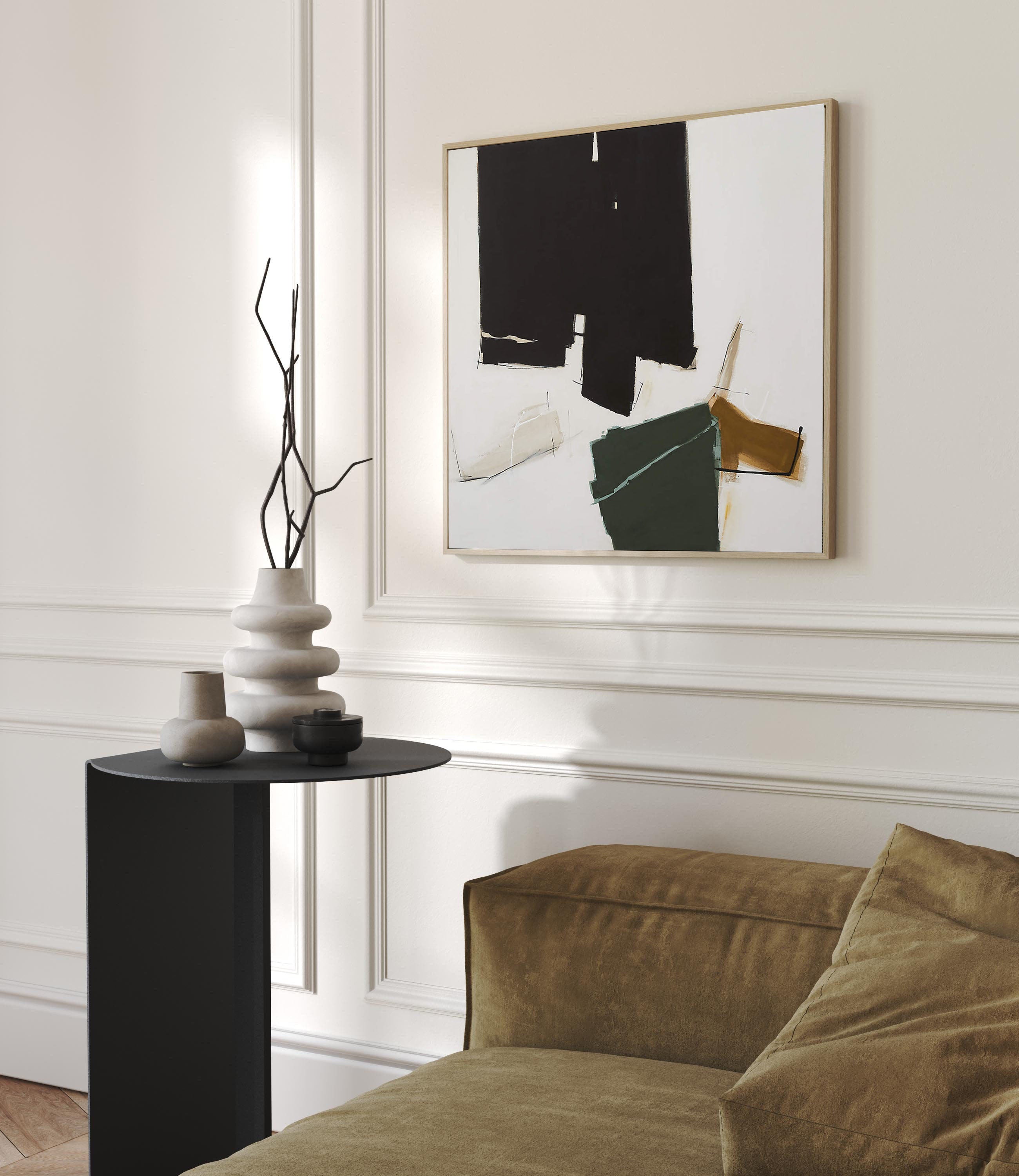 Framed Geometric and Organic Bold Color Abstraction #BGA 070