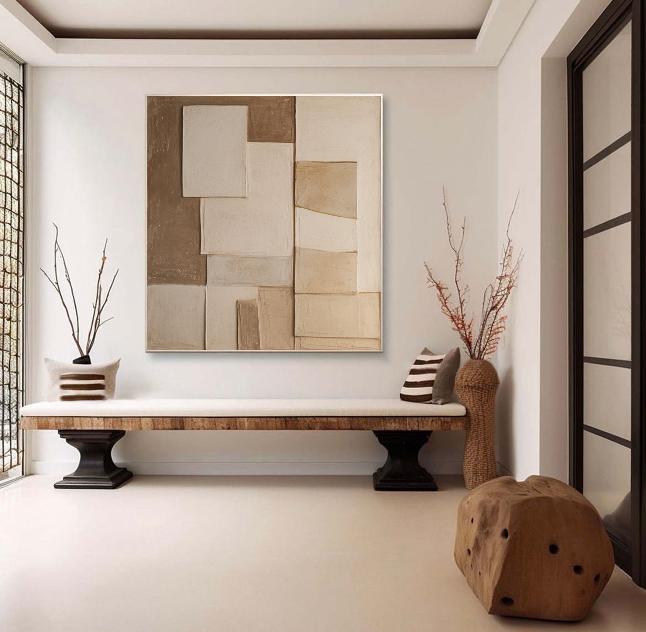 Wabi Sabi Neutral Canvas with Subtle Overlap for Modern Home #BGA 205