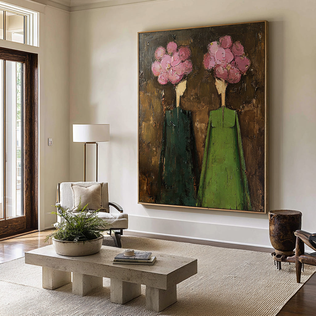 Large Contemporary Figurative Oil Painting – Statement Canvas Art for Entryway Wall #WAB 038