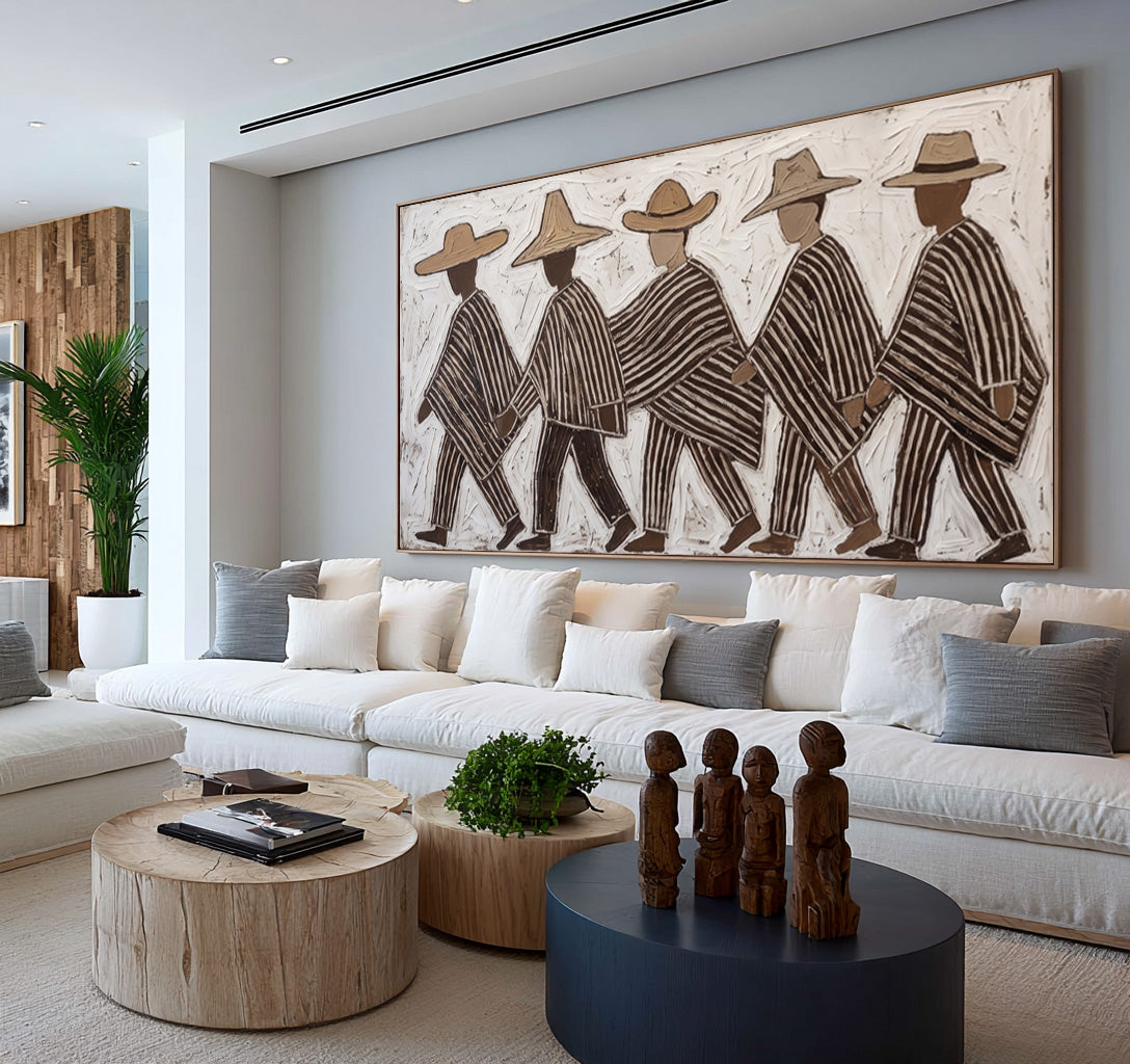Folk Art Painting, Southwestern Figurative Wall Art, Hand Painted Textured Artwork