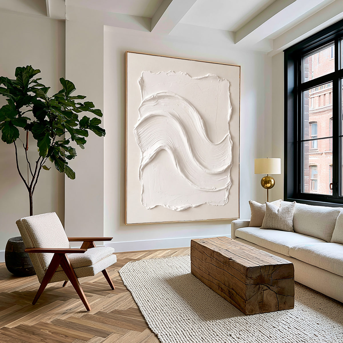 Large Organic Modern Textured Wall Art Abstract Oil Painting Sculptural Minimalist Artwork Neutral Luxury Home Decor