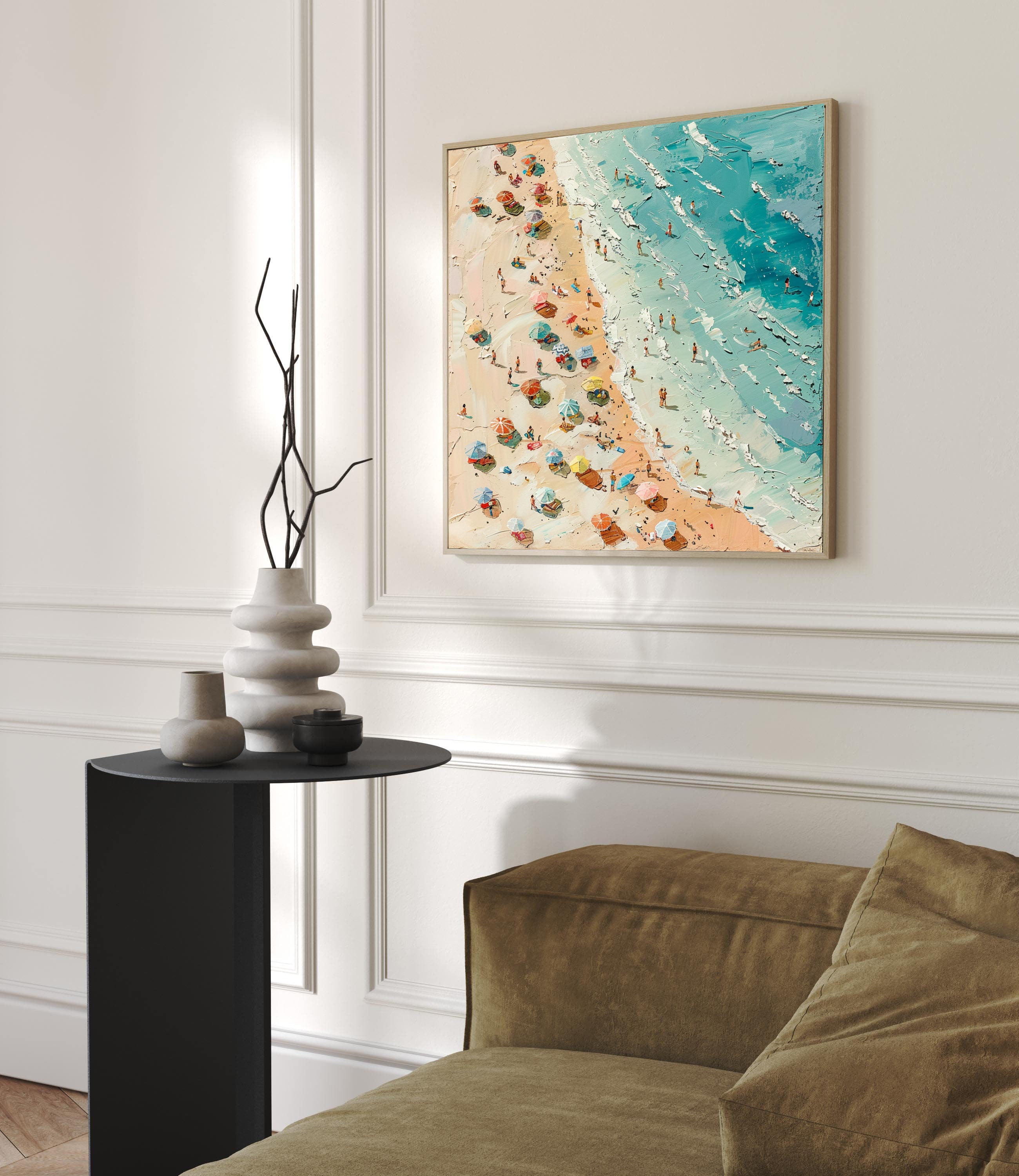 Sunny Beach Day Canvas Art Vibrant Coastal Wall Decor #OS 025