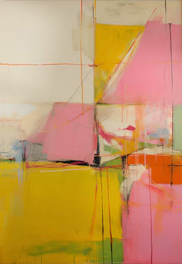Large Pink Yellow Abstract Painting | ArtvistaGallery #WG 097