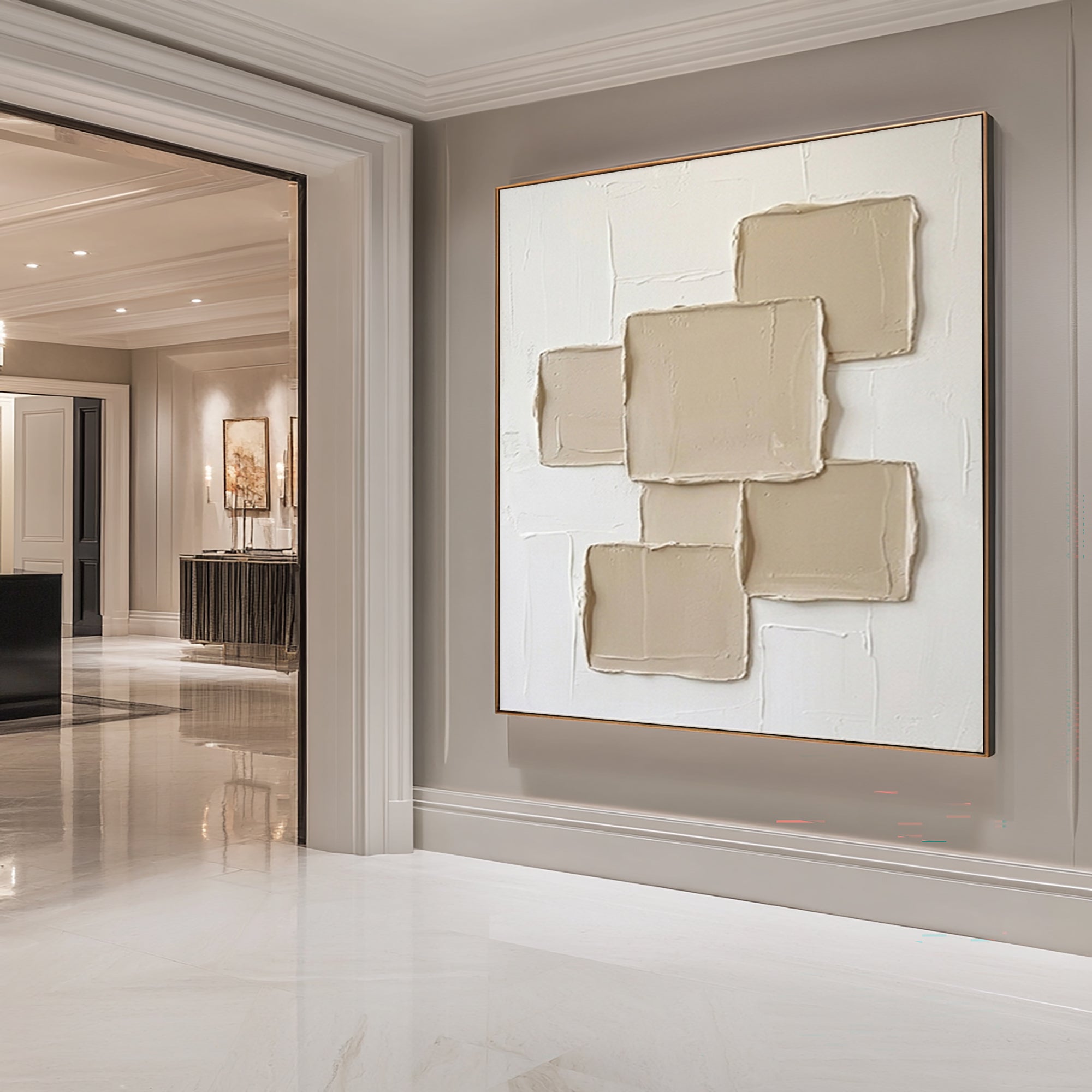 Large Neutral Geometric Textured Wall Art Hand Painted Abstract Canvas