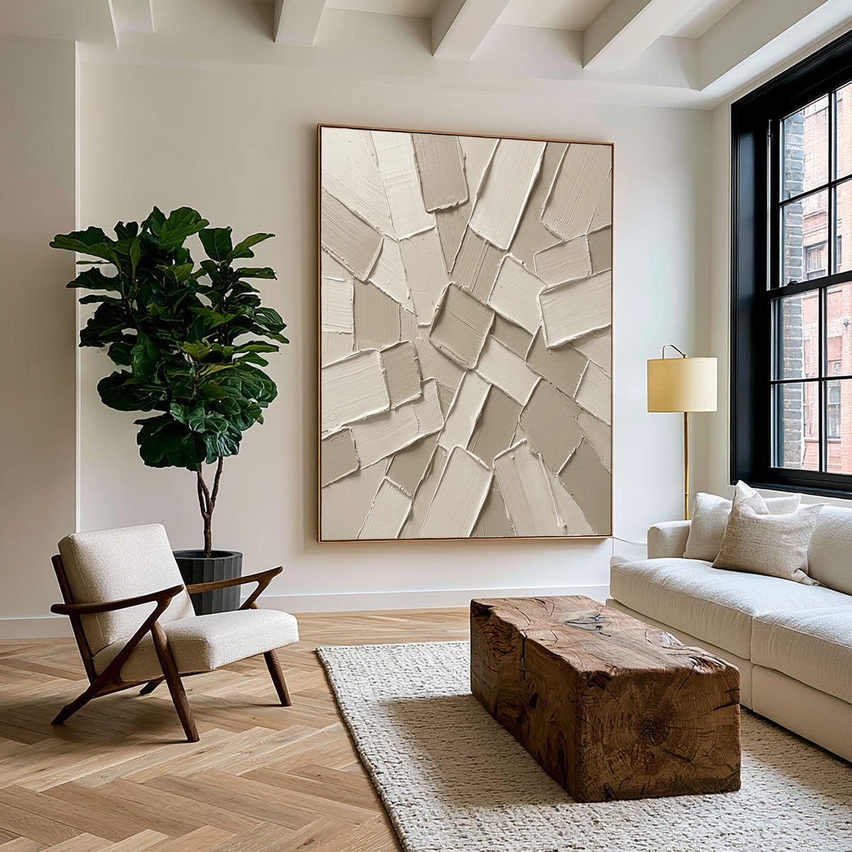 Fragments Gather At The Center Large Textured Abstract Wall Art Sculptural Relief Painting Modern Interior Decor