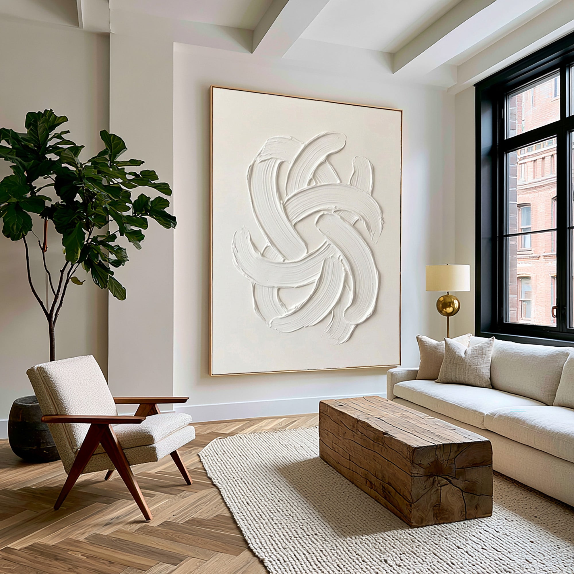 Large Minimal Textured Abstract Wall Art Hand Painted Oil Painting Contemporary Sculpture Inspired Artwork Modern Luxury Home Decor