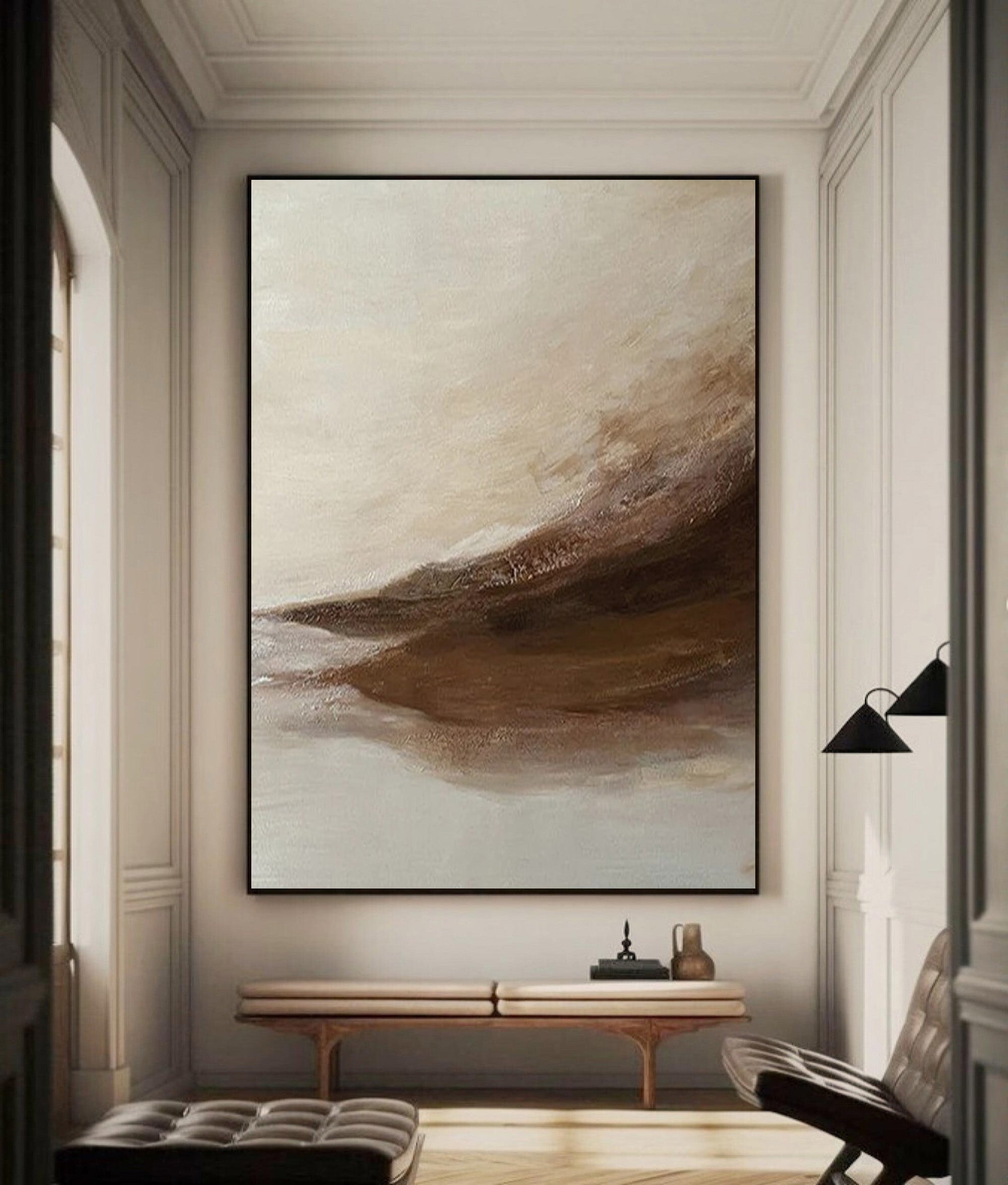 Beige Drift: Abstract Movement Art, Neutral Palette Canvas #BGA 128