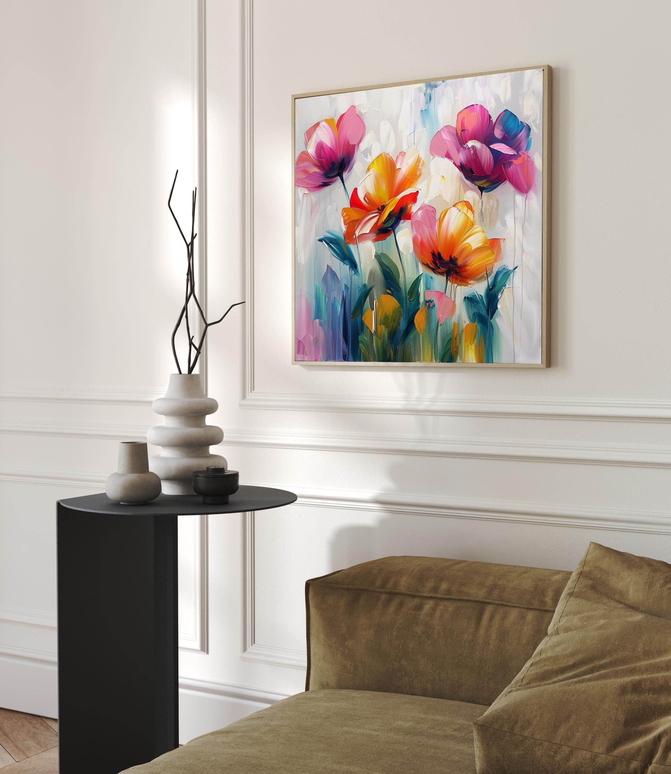 Vibrant Bloom Canvas Art Colorful Flower Wall Decor #FT 031