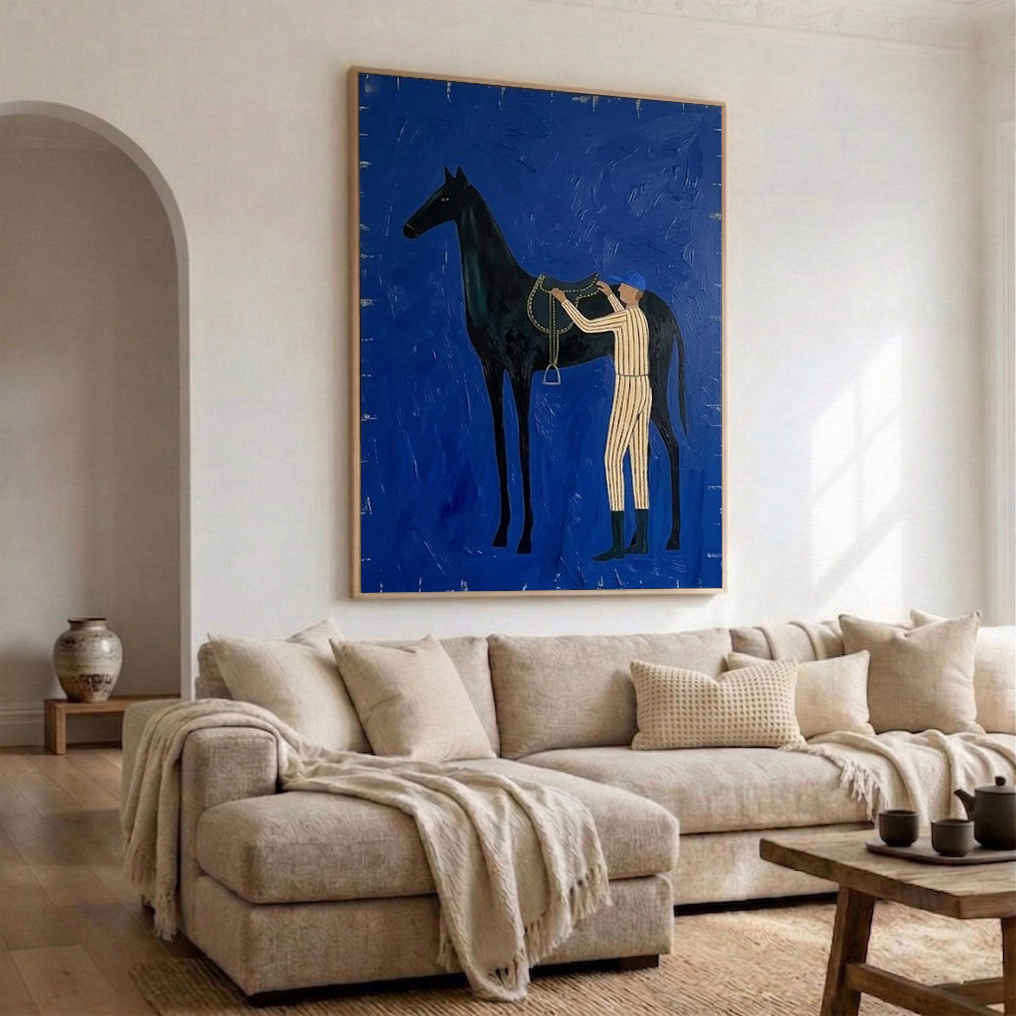 Large Cowboy Horse Wall Art Contemporary Western Equestrian Painting
