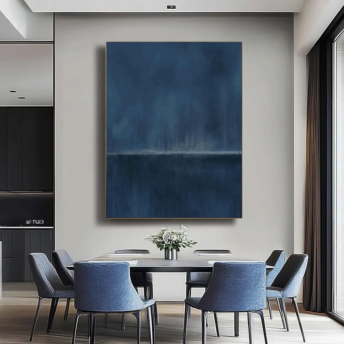 Deep Blue Gradient Minimalist Art, Contemporary Wall Painting #BGA 076