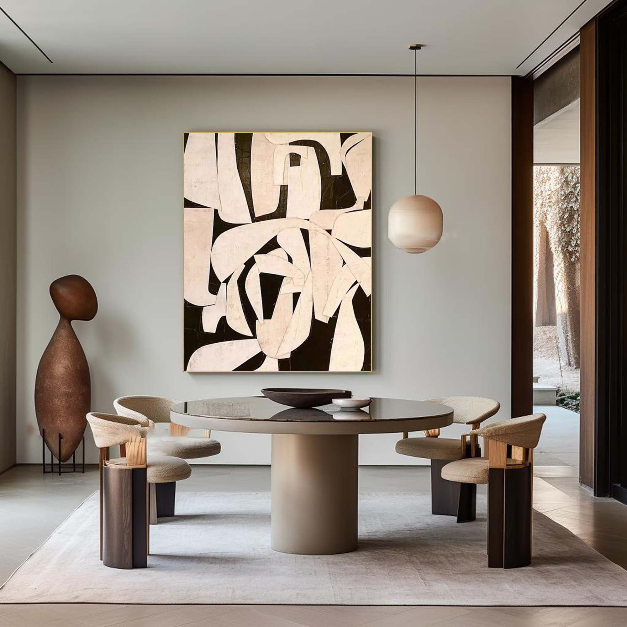 Beige & Brown Abstract Painting #LL 050