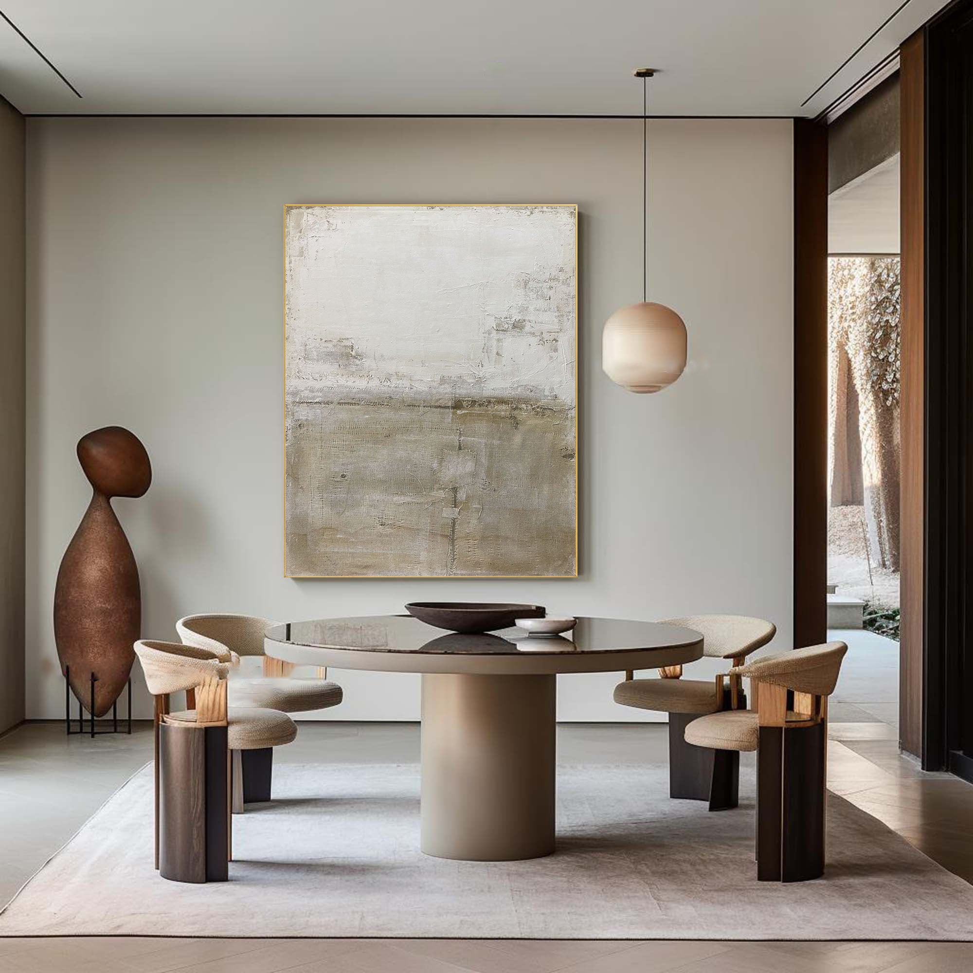 Beige & Brown Abstract Painting #LL 049