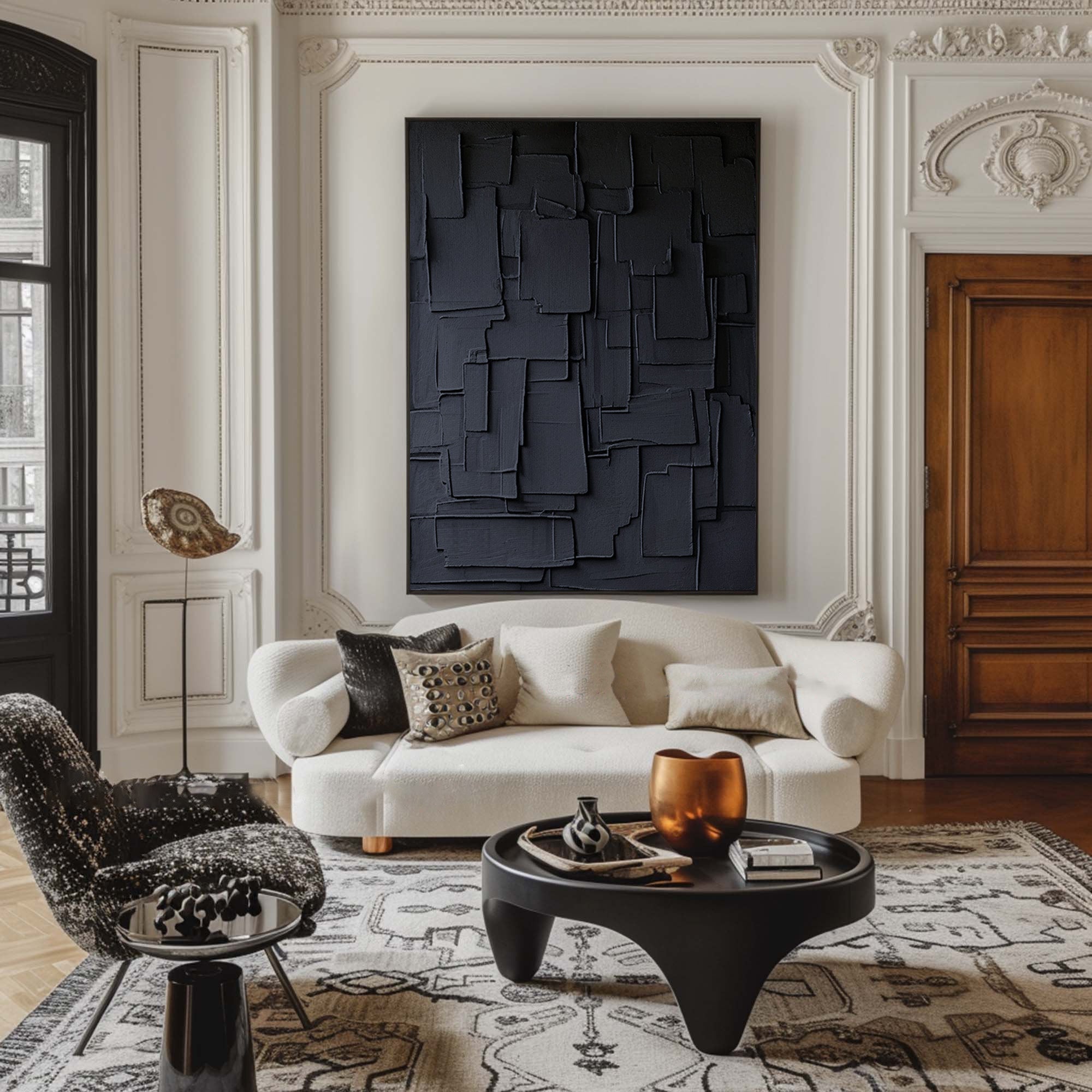Minimalist Wall Art in Black | Abstract Geometric Canvas #BBA 054