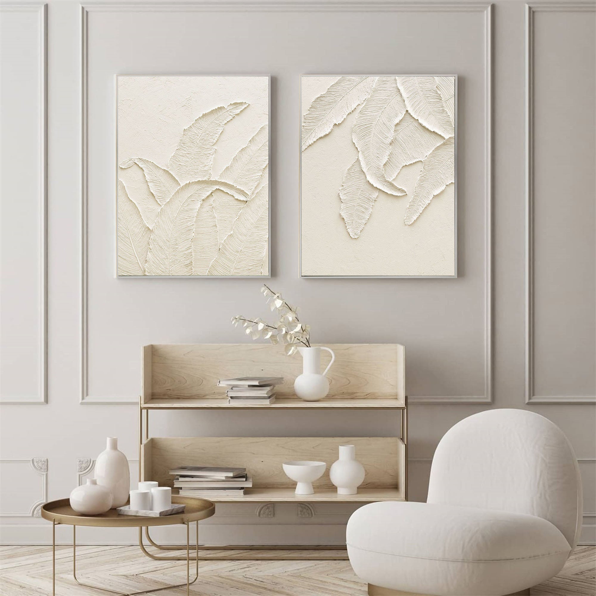 Beige Minimalist Abstract Painting SET OF 2 #AVG 035
