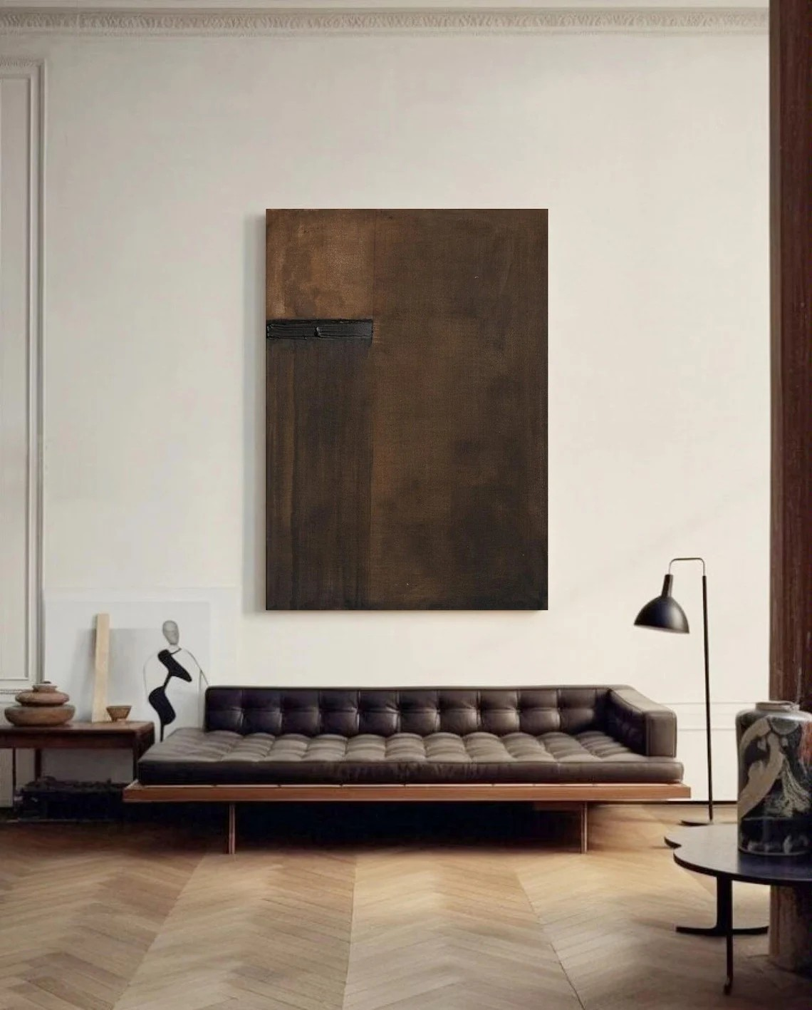 Large Brown Minimalist Painting, Wabi-Sabi Inspired Wall Art #BGA 080