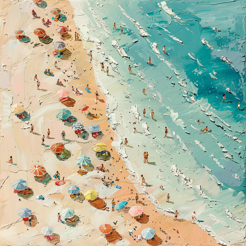 Sunny Beach Day Canvas Art Vibrant Coastal Wall Decor #OS 025